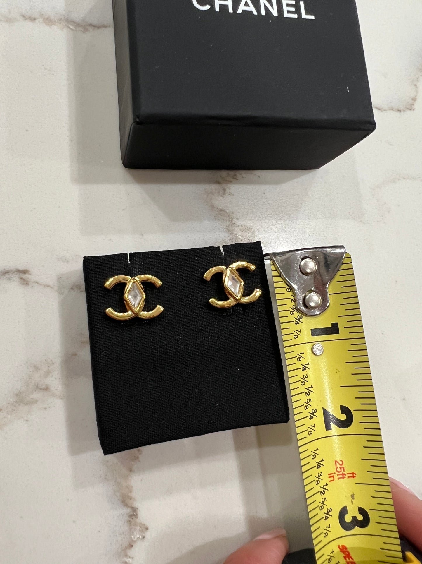 23C Chanel crystal CC earrings
