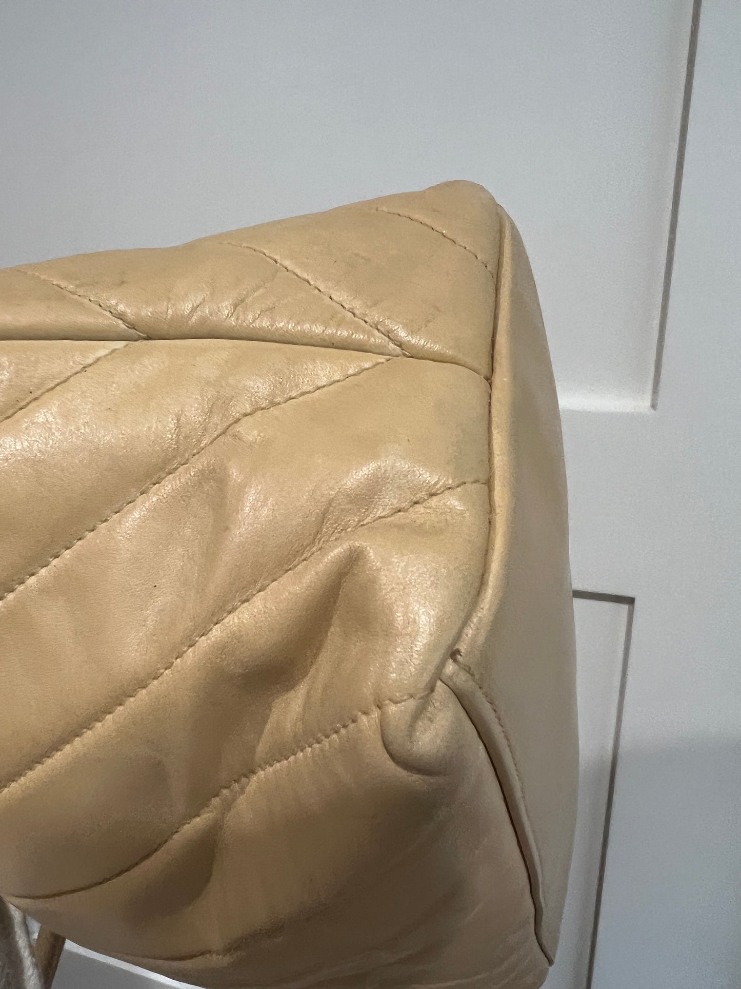 Chanel Chevron Tote in Beige Vintage 24k gold