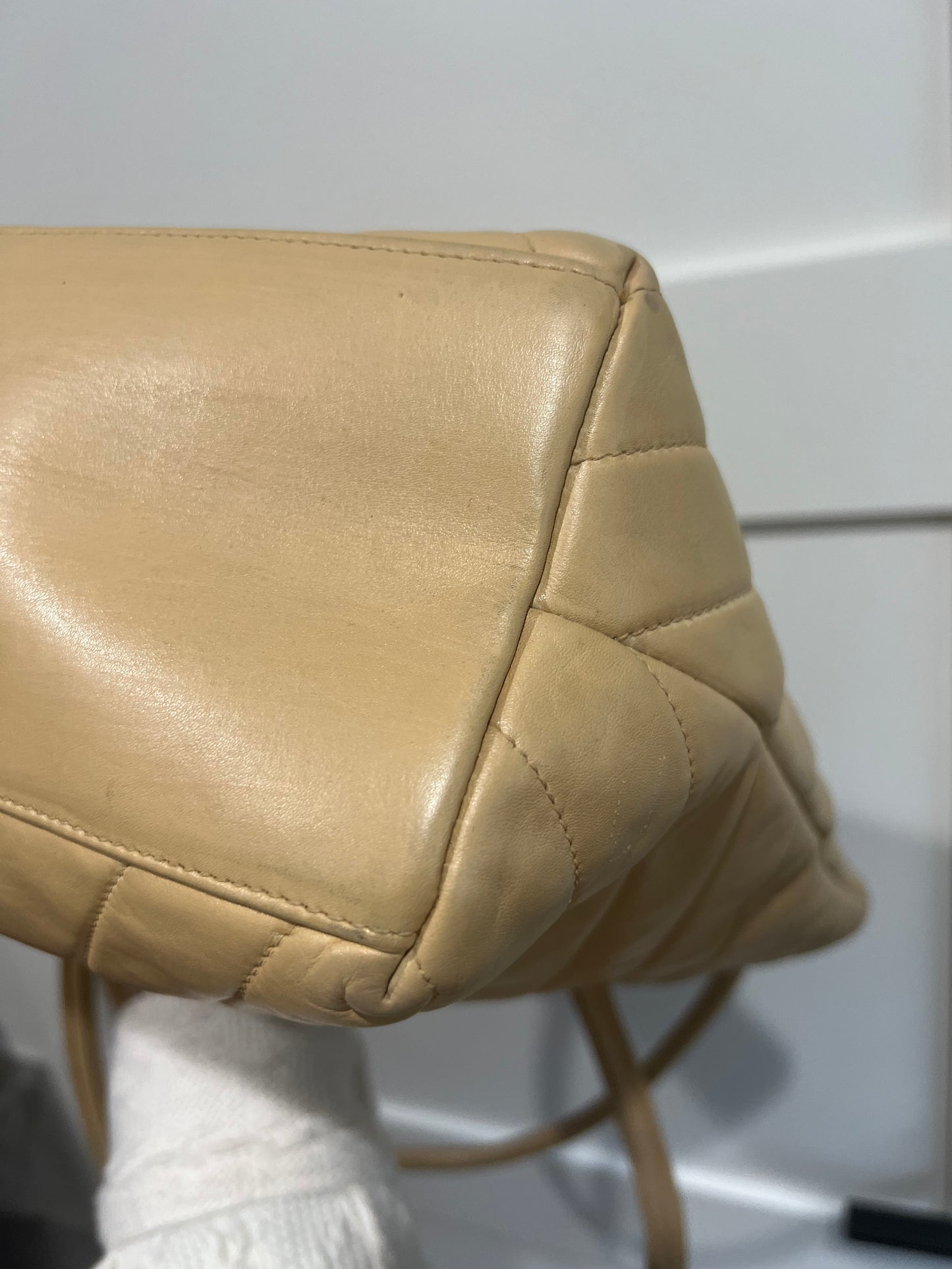 Chanel Chevron Tote in Beige Vintage 24k gold