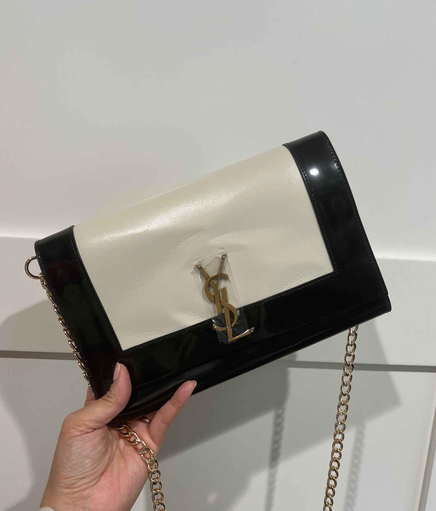 YSL Flap Two Tone Napa Pouch Wristlet