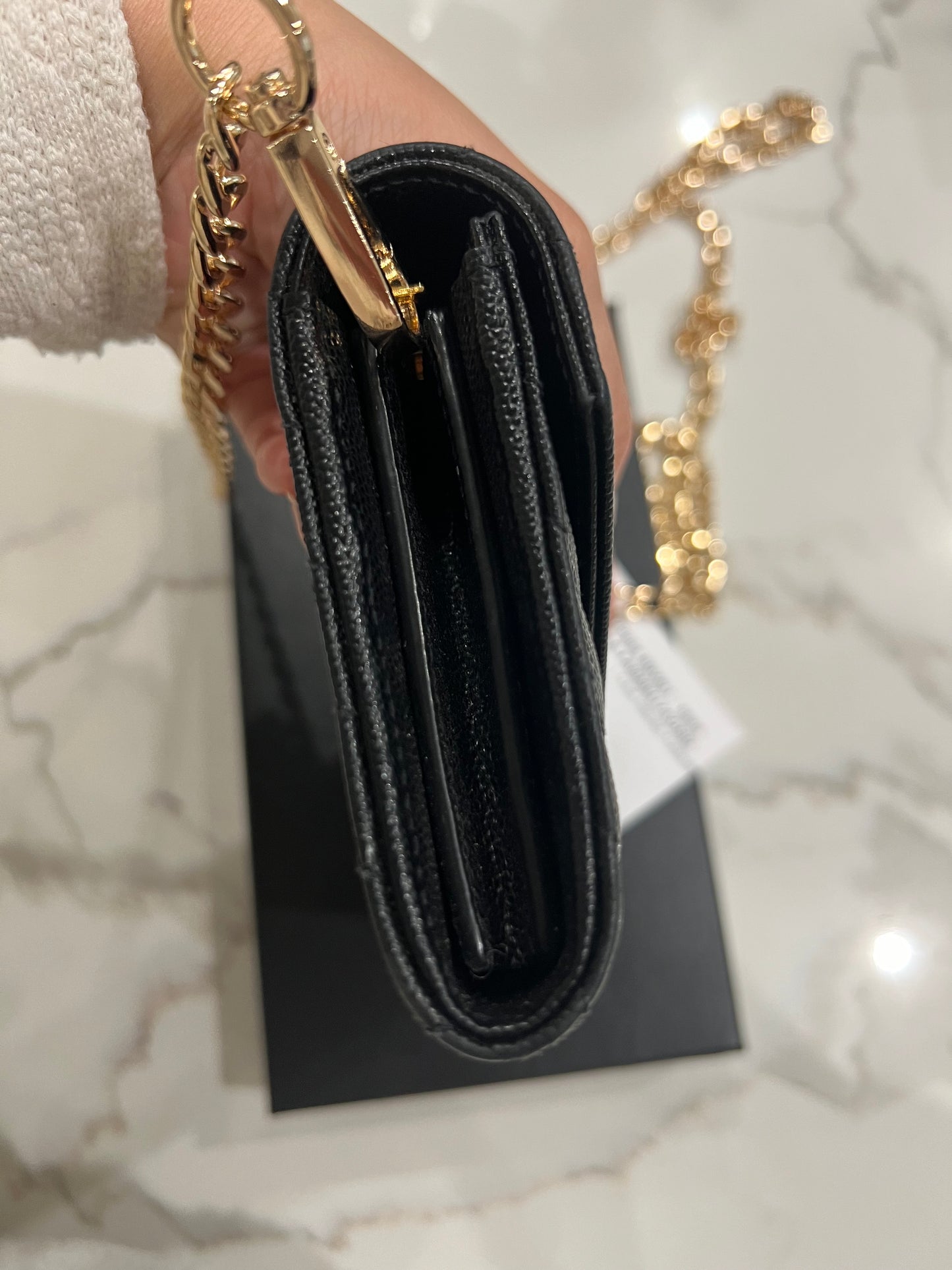 New Black YSL cassandre wallet on chain