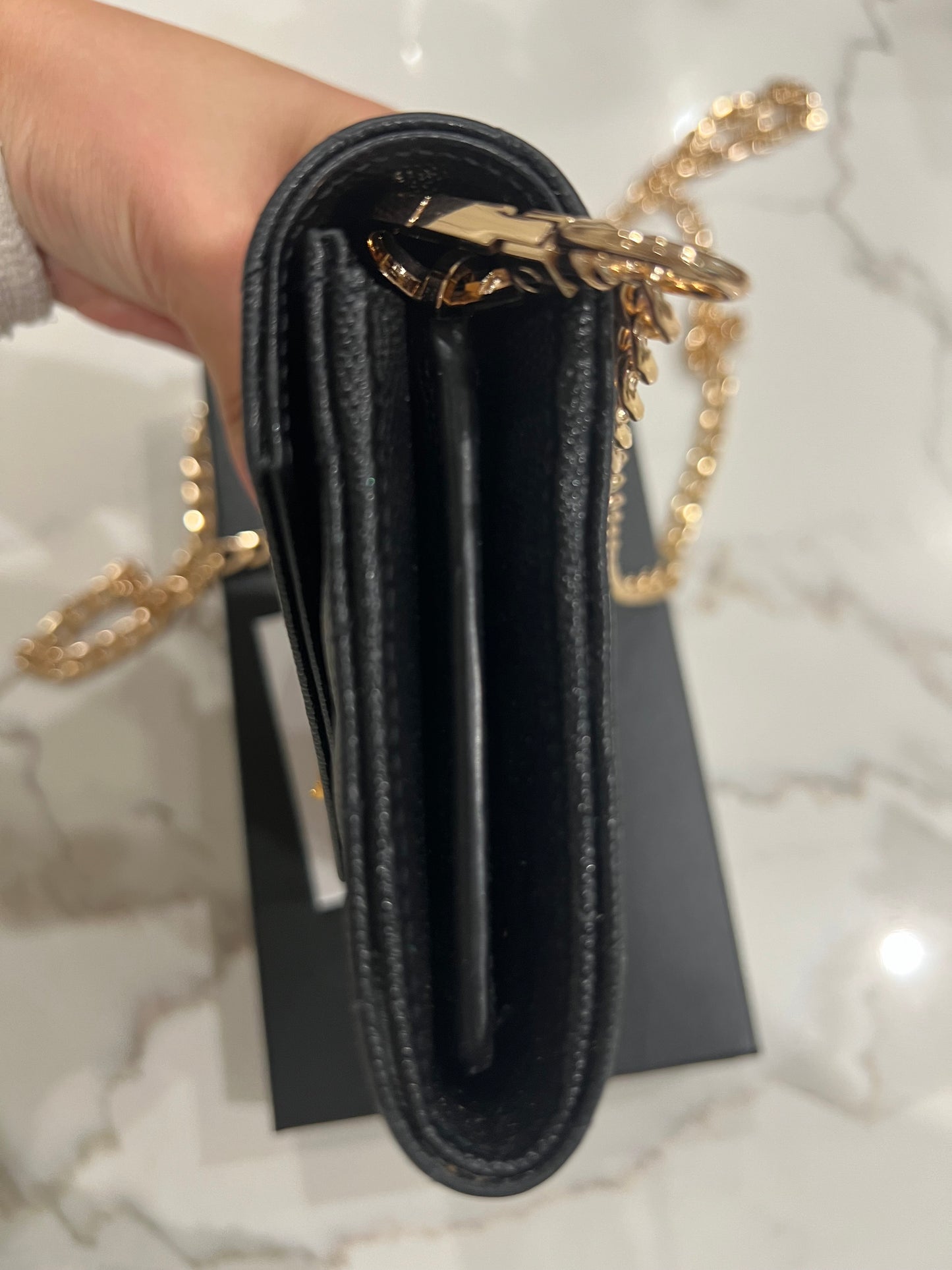 New Black YSL cassandre wallet on chain