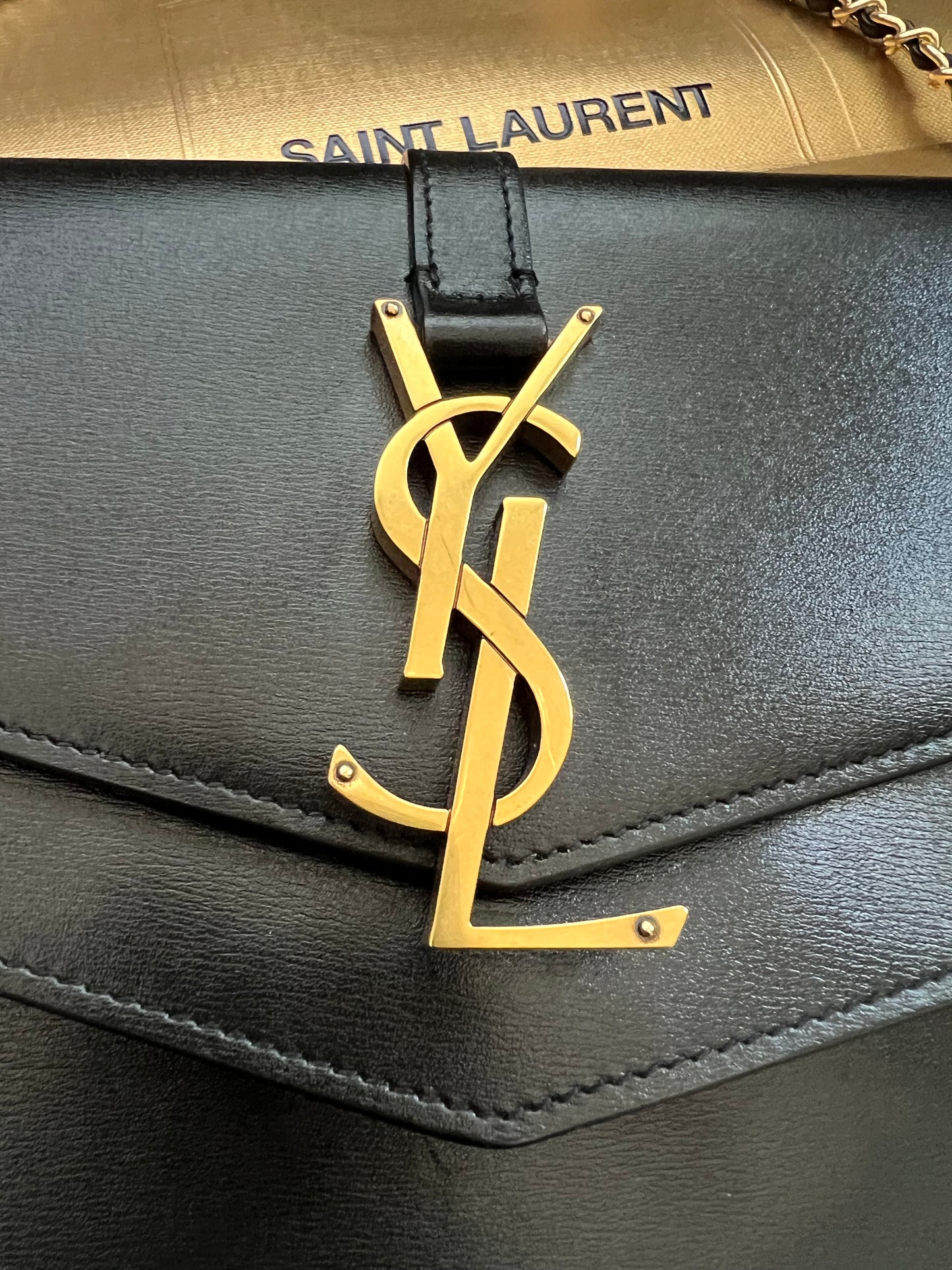 SAINT LAURENT Monogram Sulpice Double Flap clutch on chain