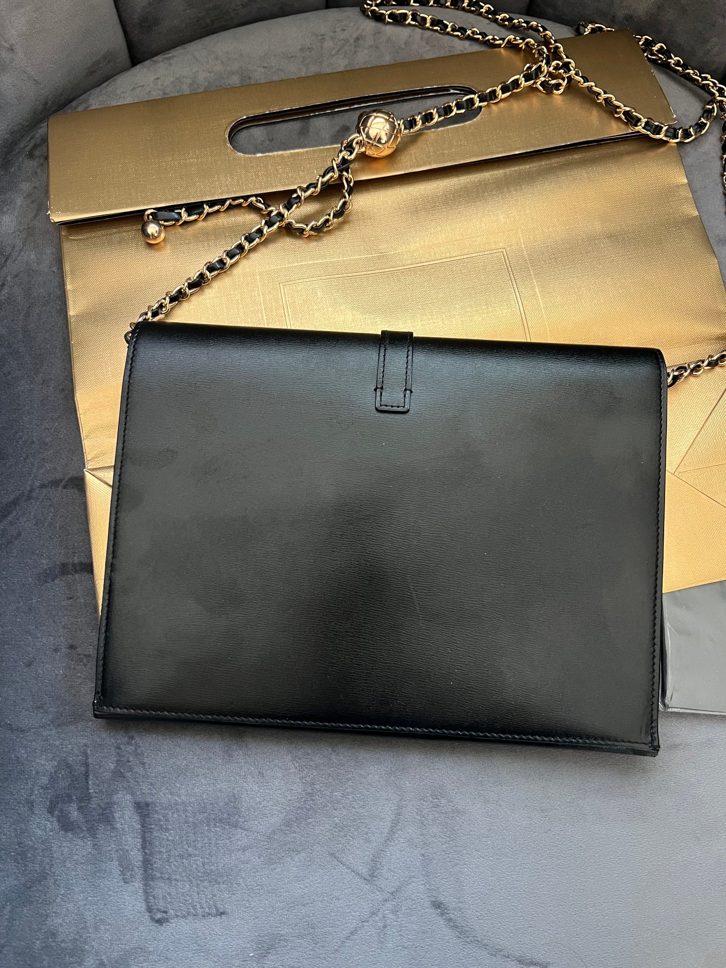 SAINT LAURENT Monogram Sulpice Double Flap clutch on chain