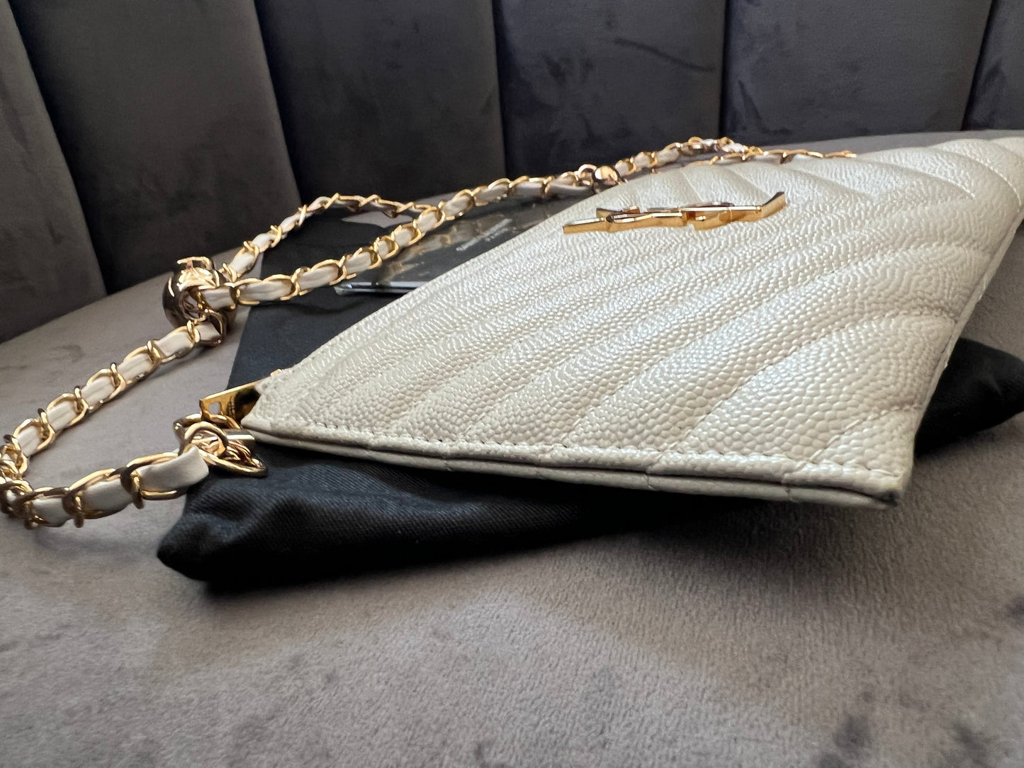 Yves Saint Laurent monogram white clutch & crossbody