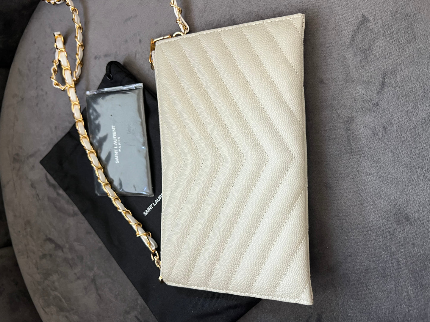 Yves Saint Laurent monogram white clutch & crossbody