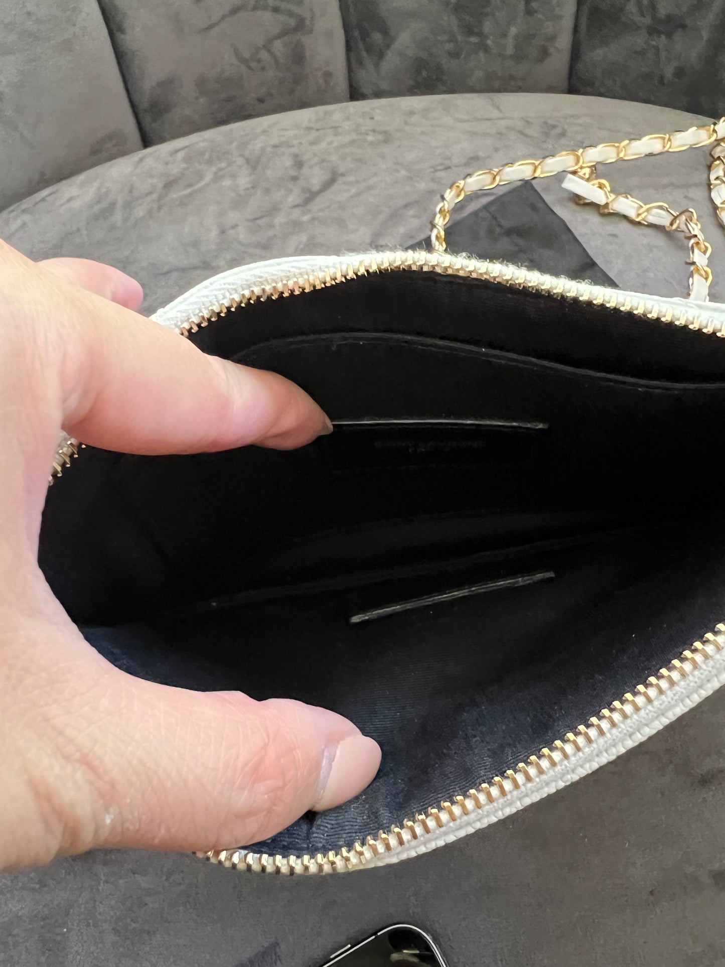 Yves Saint Laurent monogram white clutch & crossbody
