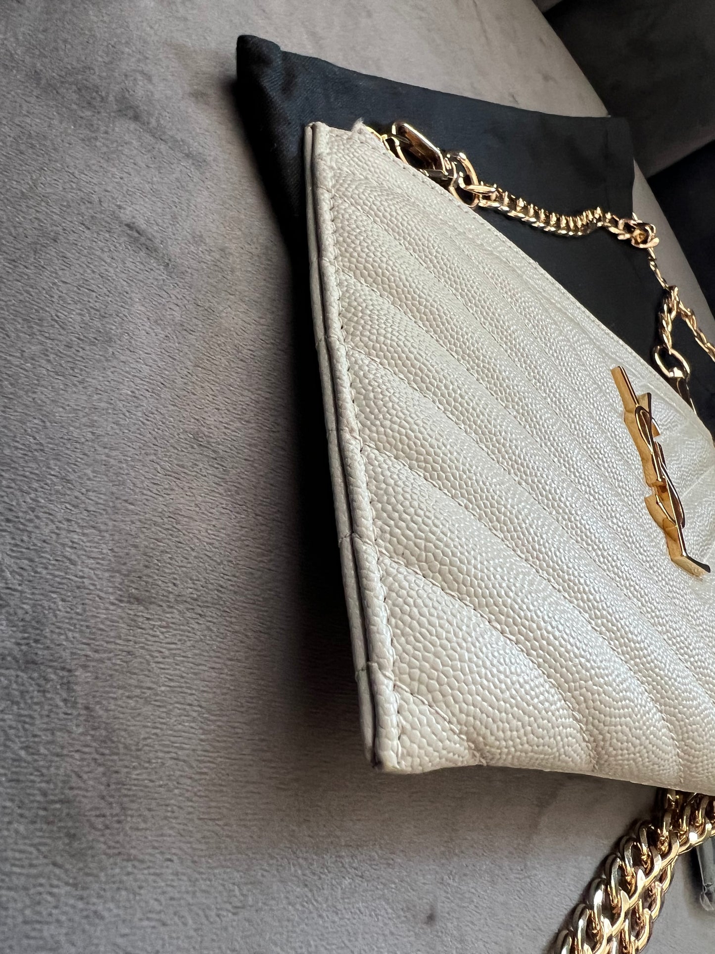 Yves Saint Laurent monogram white clutch & crossbody