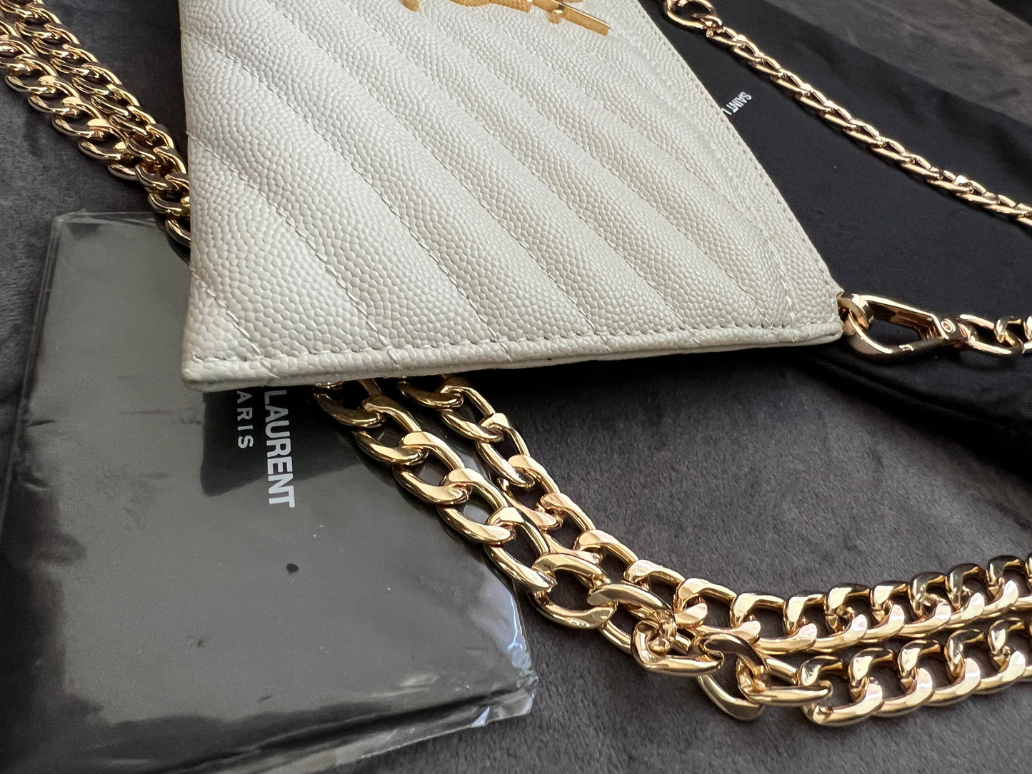 Yves Saint Laurent monogram white clutch & crossbody