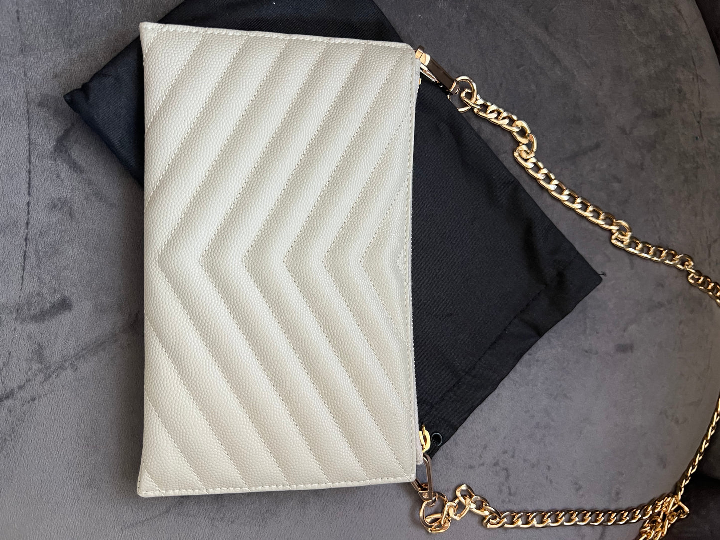 Yves Saint Laurent monogram white clutch & crossbody