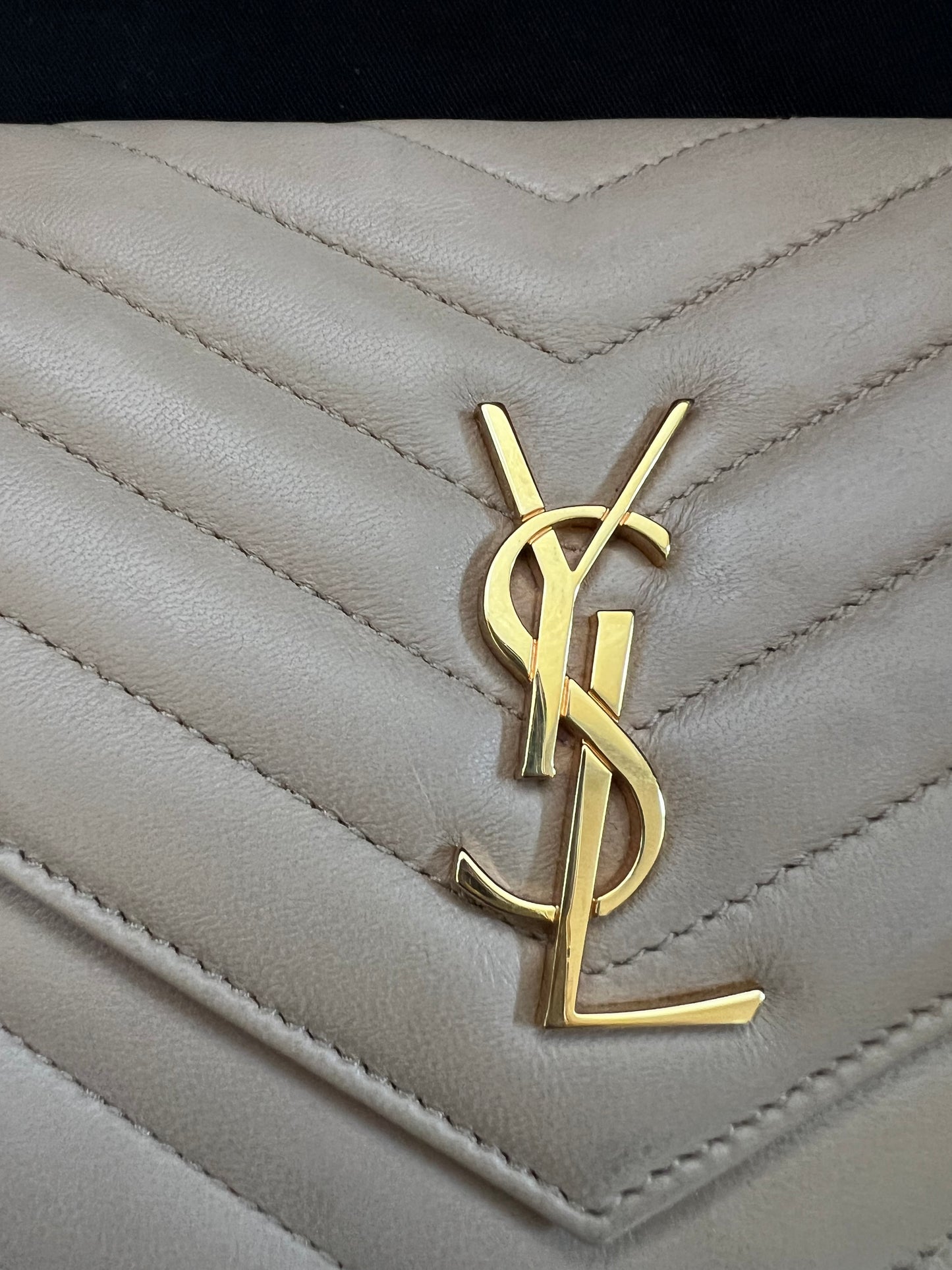 Yves Saint Laurent Cassandre beige envelope flap crossbody bag