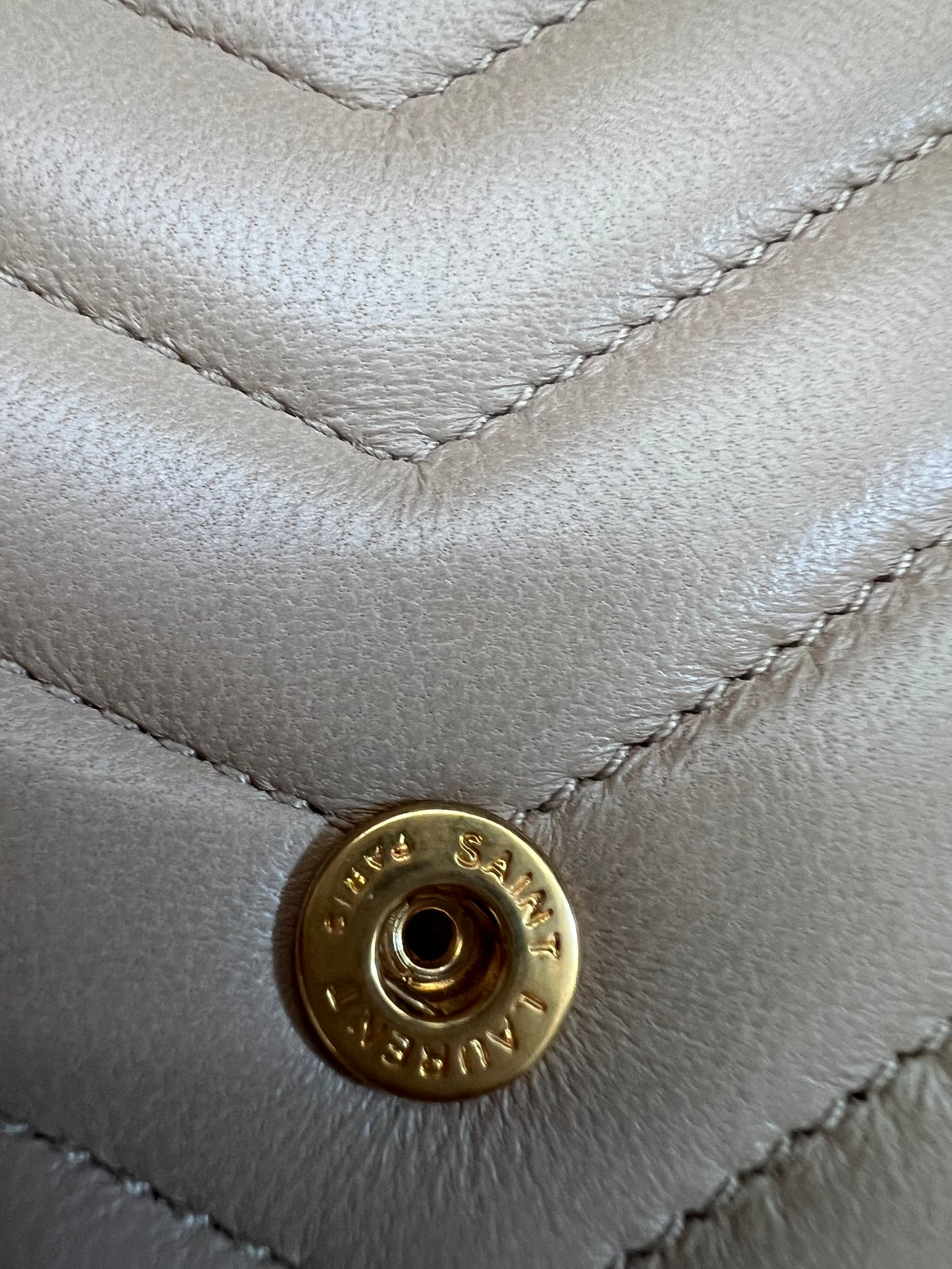 Yves Saint Laurent Cassandre beige envelope flap crossbody bag