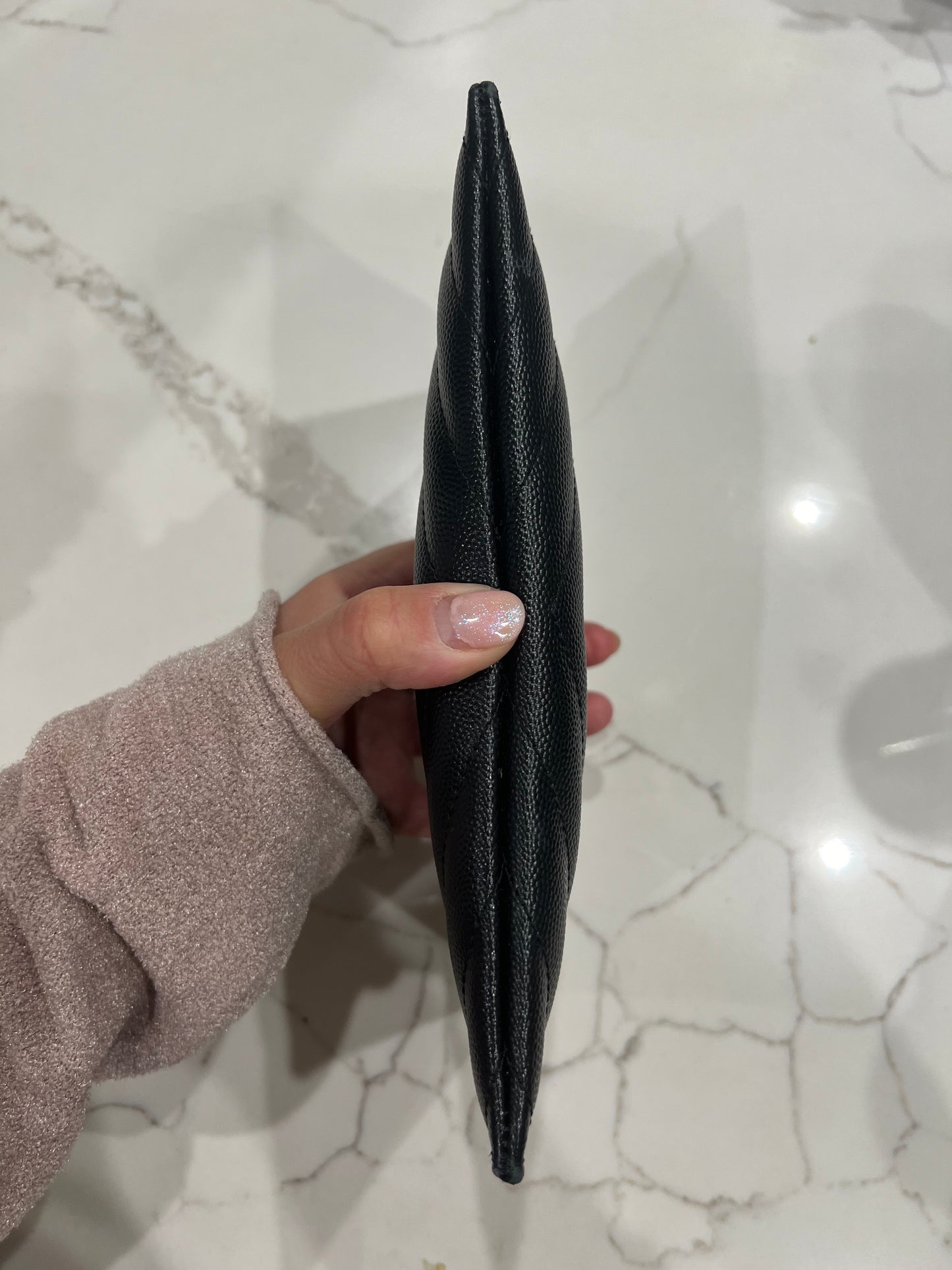 Black YSL monogram clutch wallet on chain
