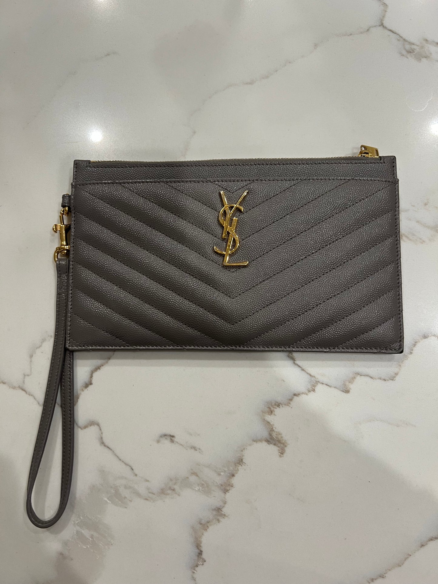 Yves Saint Laurent monogram matelasse wristlet
