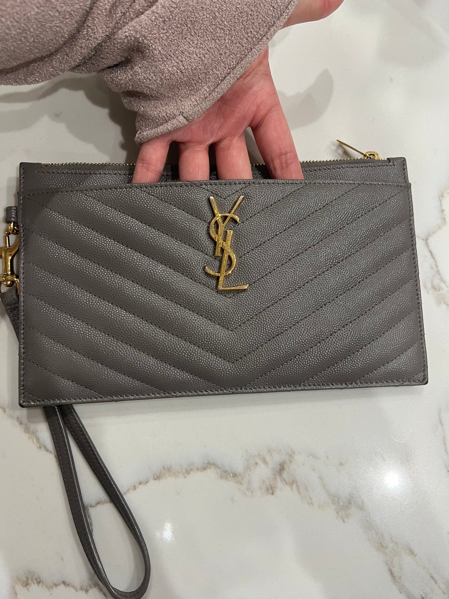 Yves Saint Laurent monogram matelasse wristlet