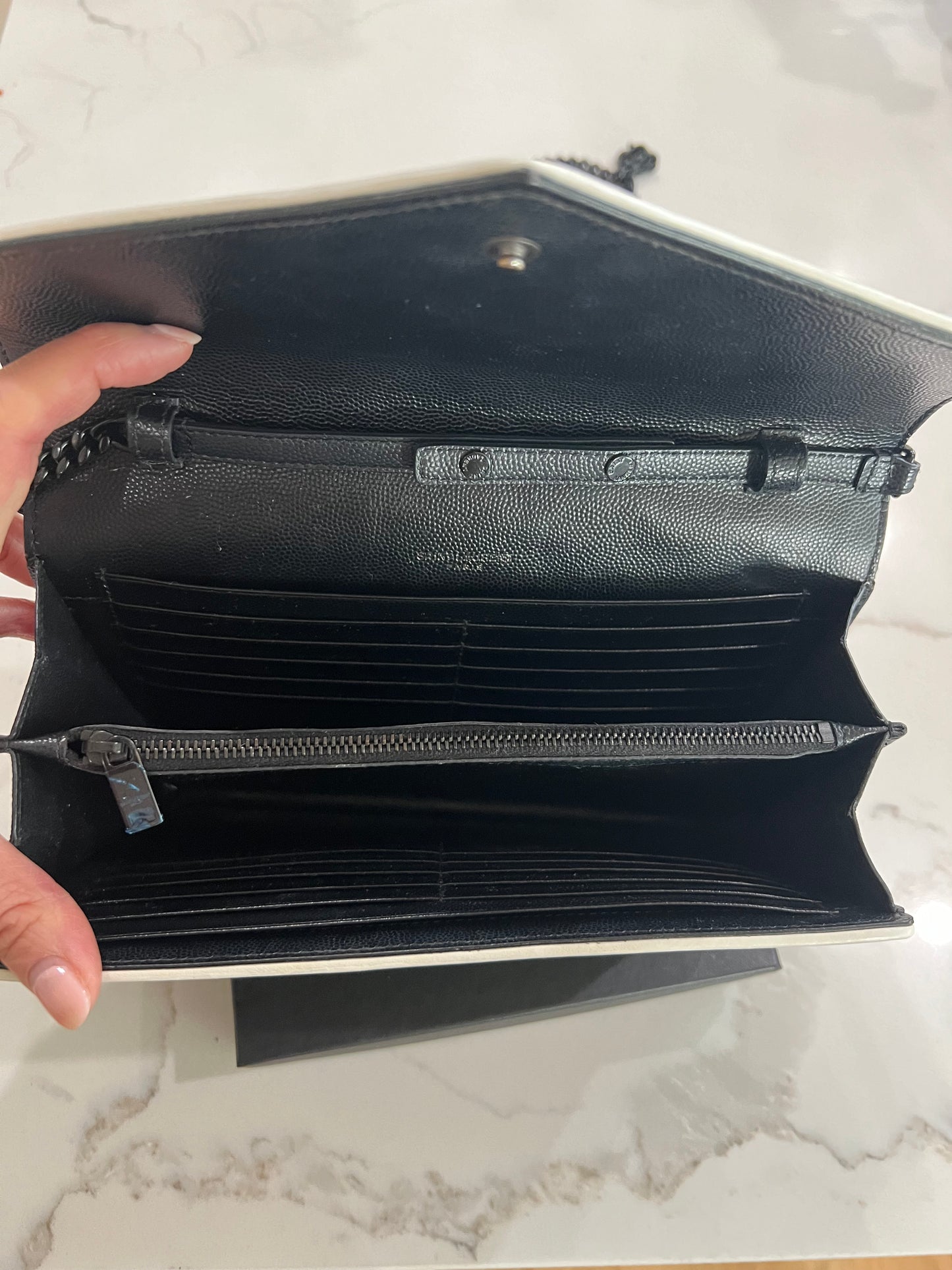 Monogramme Large YSL Grain de Poudre Wallet on Chain