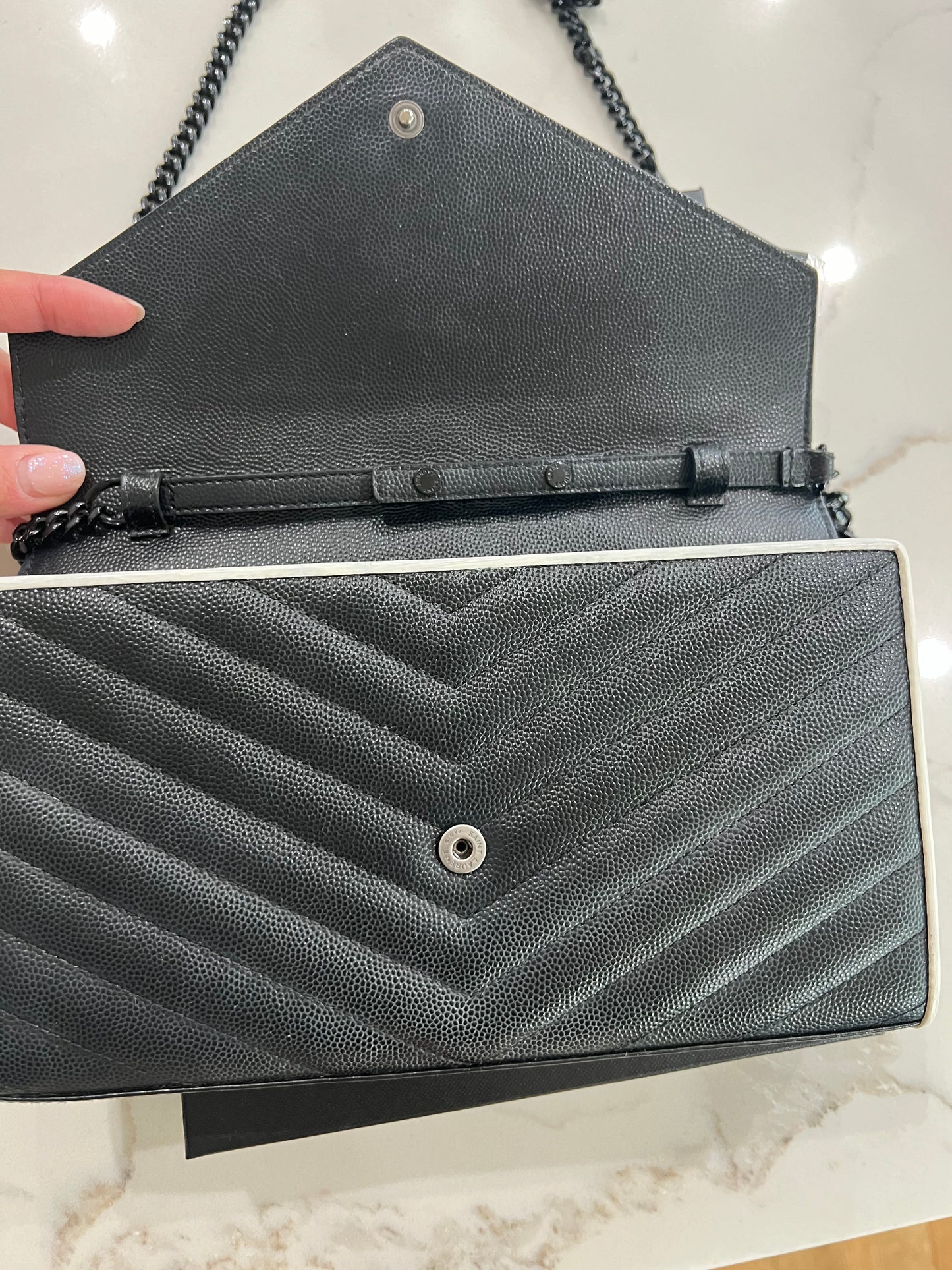 Monogramme Large YSL Grain de Poudre Wallet on Chain