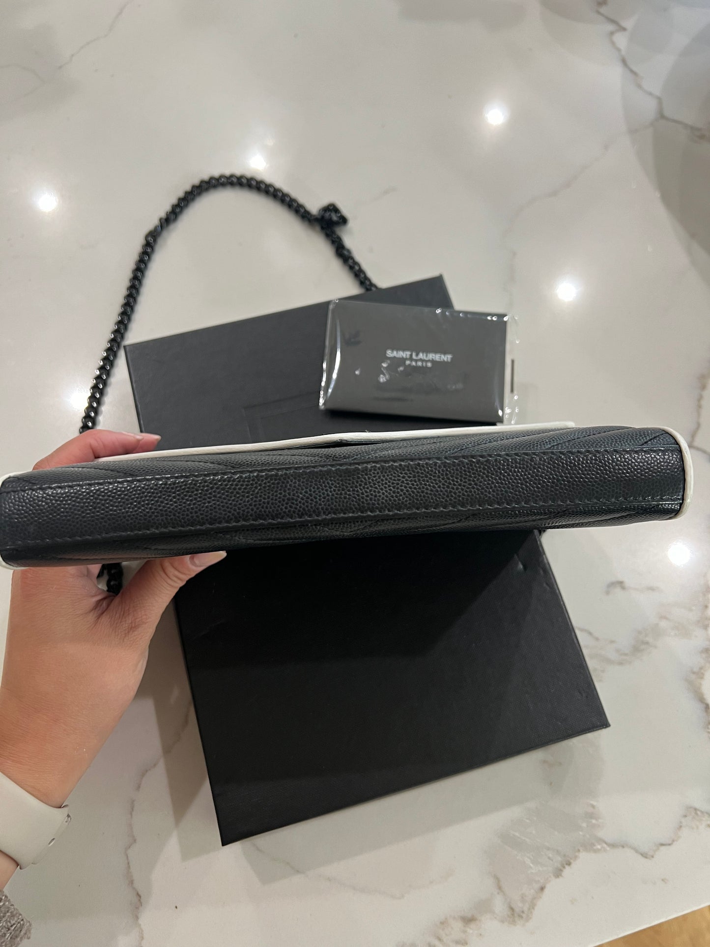 Monogramme Large YSL Grain de Poudre Wallet on Chain