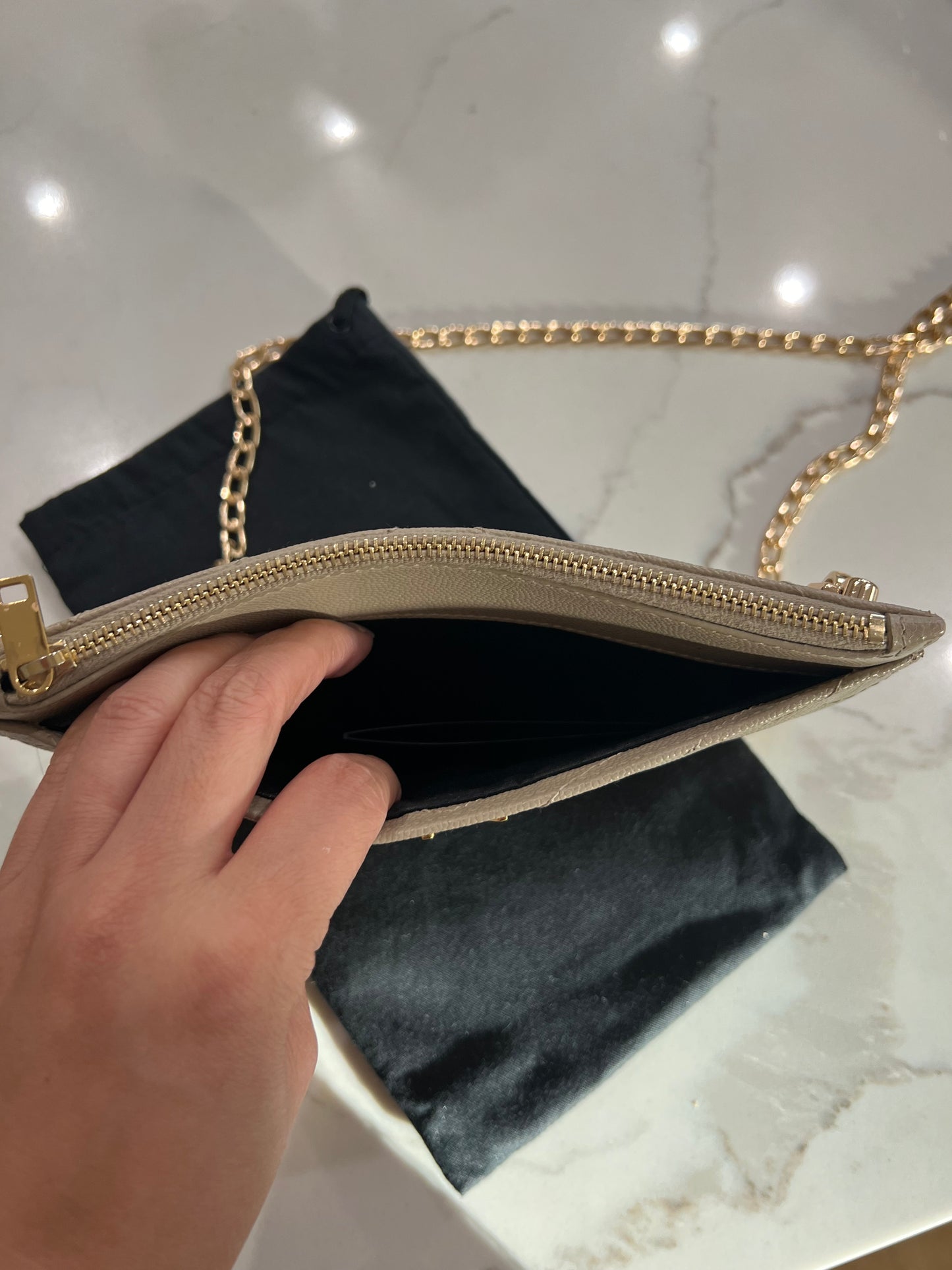 Beige YSL monogram clutch & crossbody bag