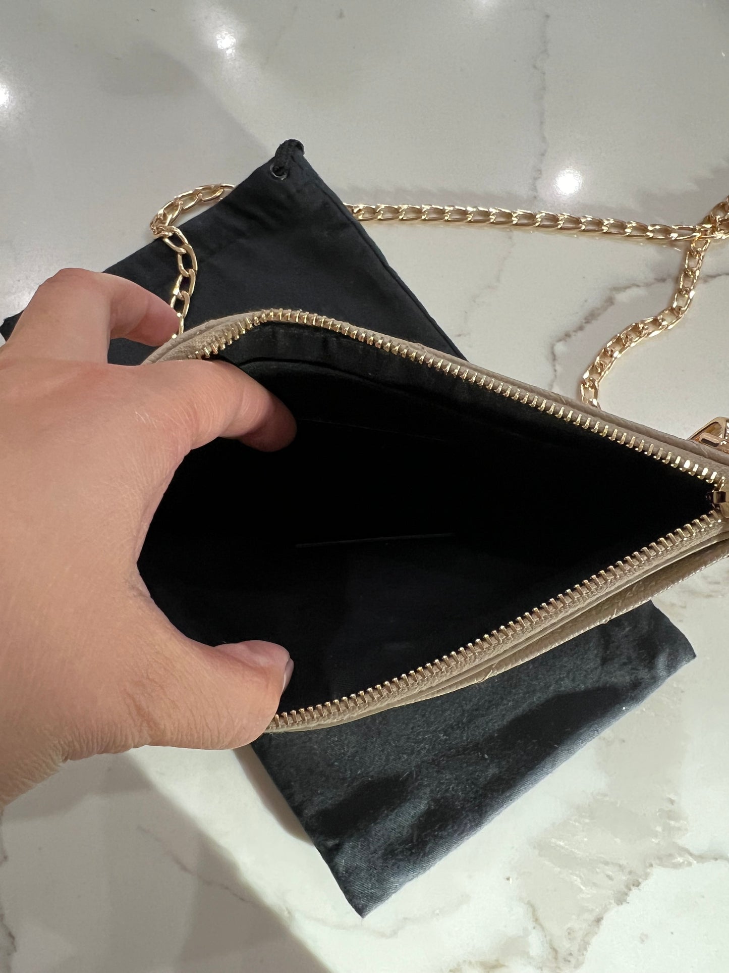 Beige YSL monogram clutch & crossbody bag