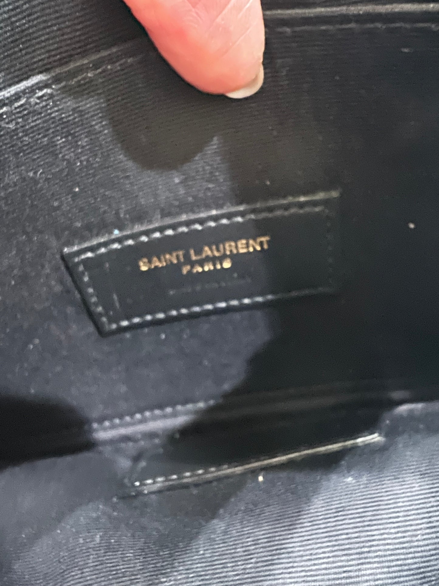 Beige YSL monogram clutch & crossbody bag