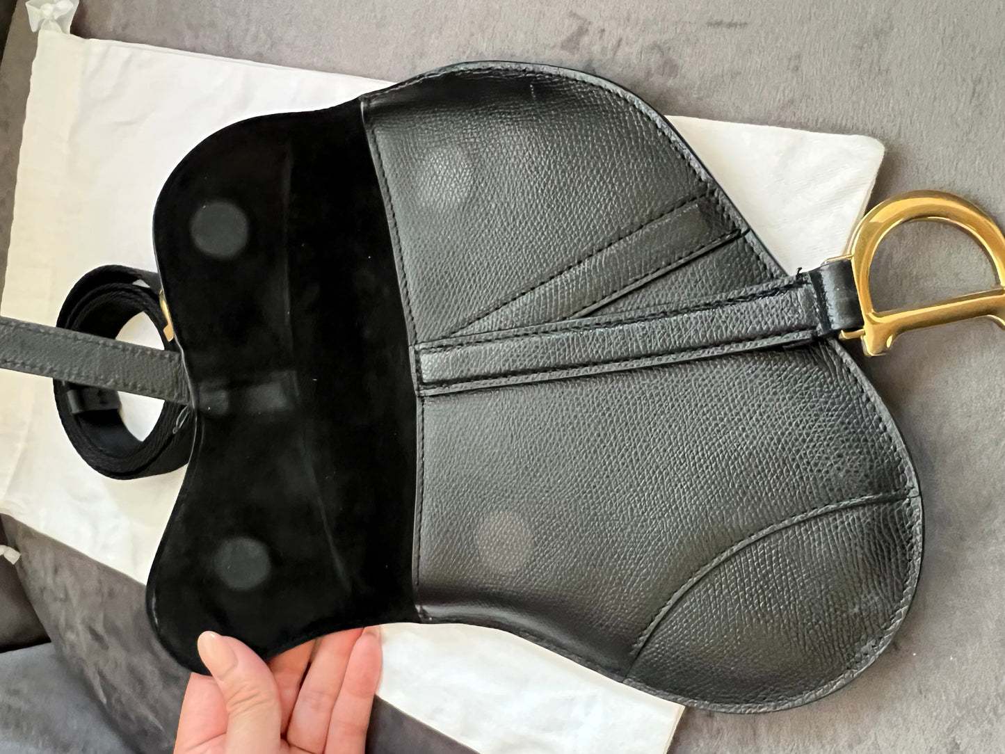 Christian Dior saddle belt bag & shoulder bag black grained