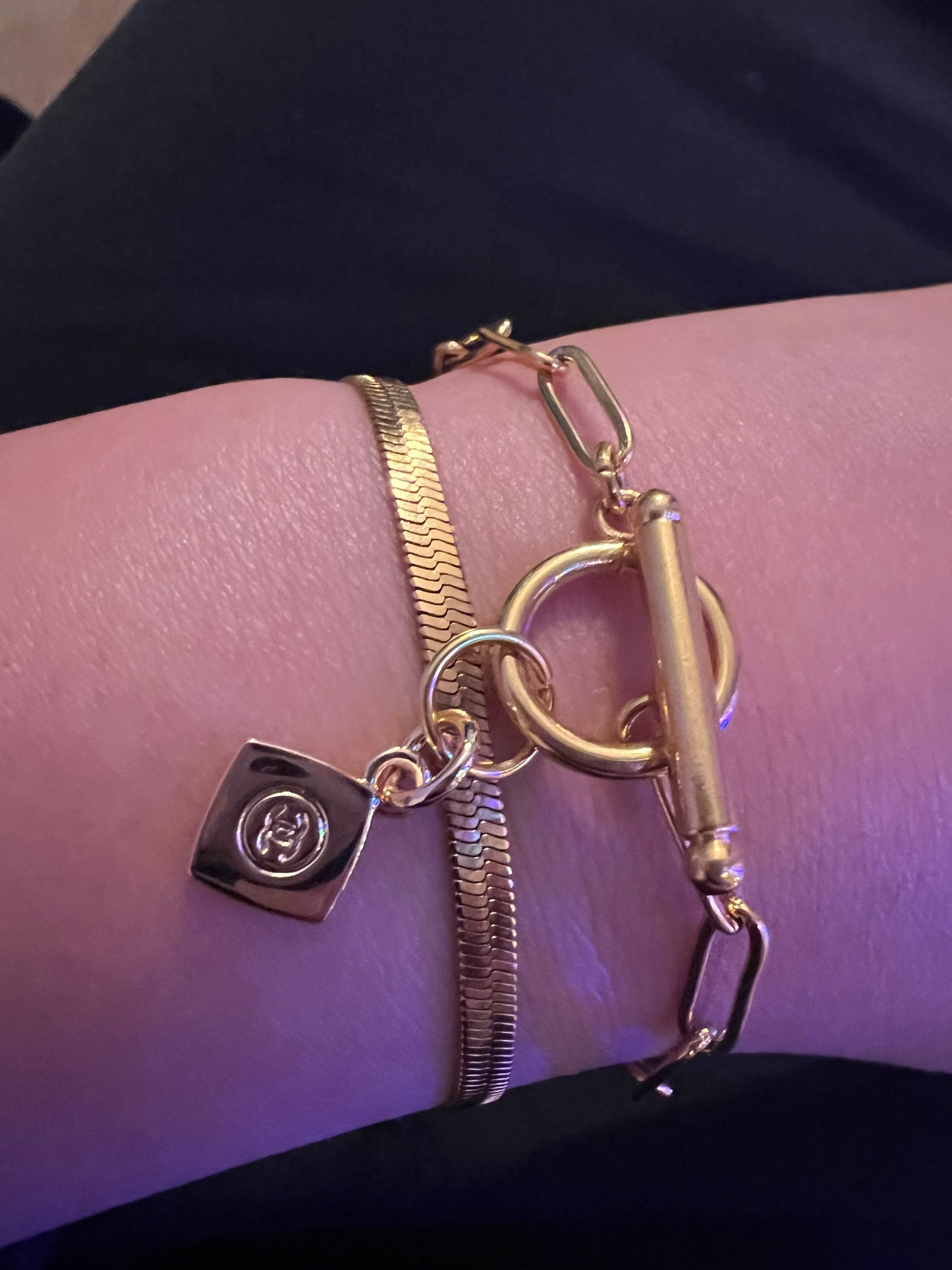 Upcycled Chanel CC charm bracelet - Toggle paperclip