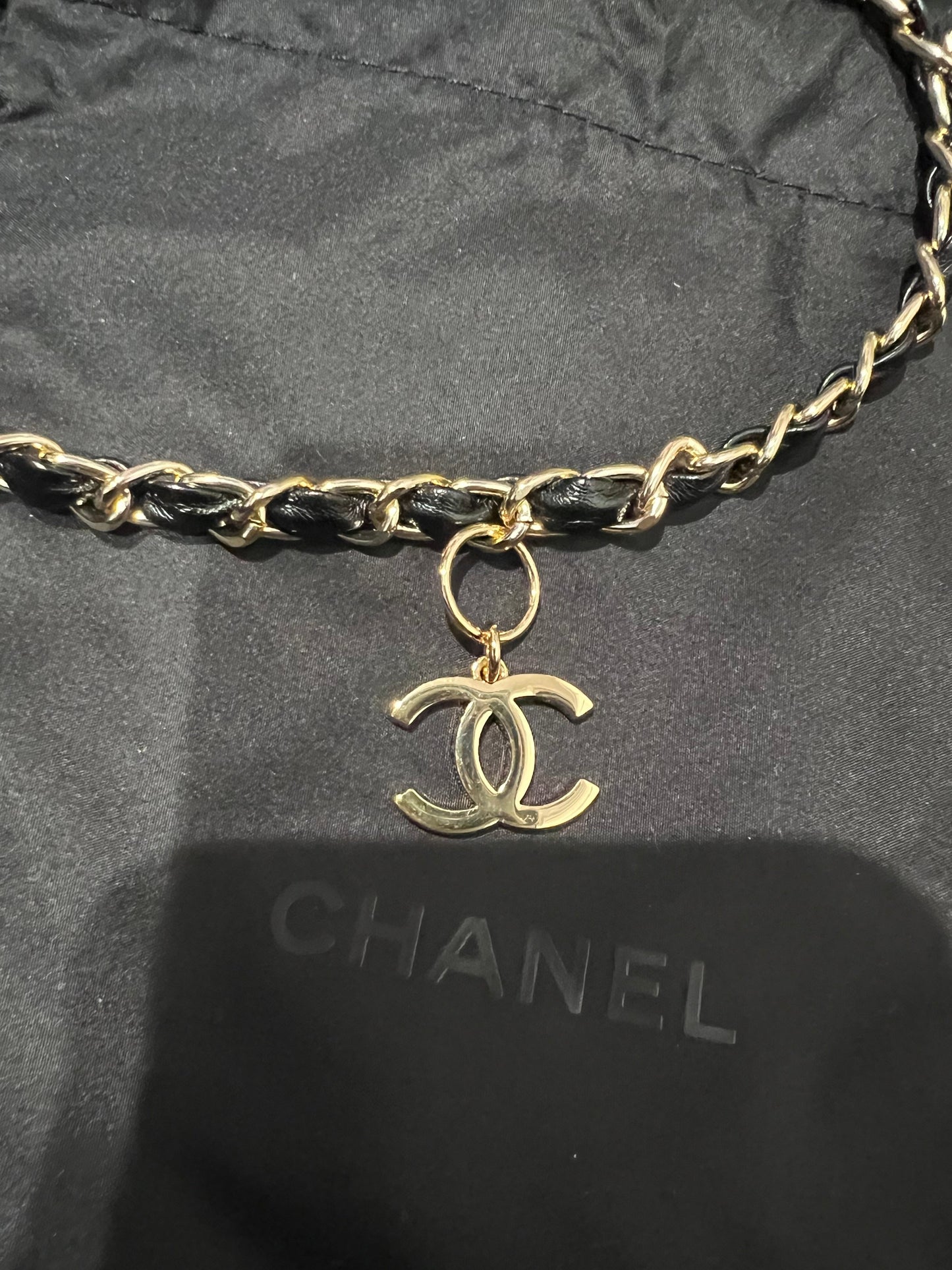 Upcycled Chanel CC charm choker