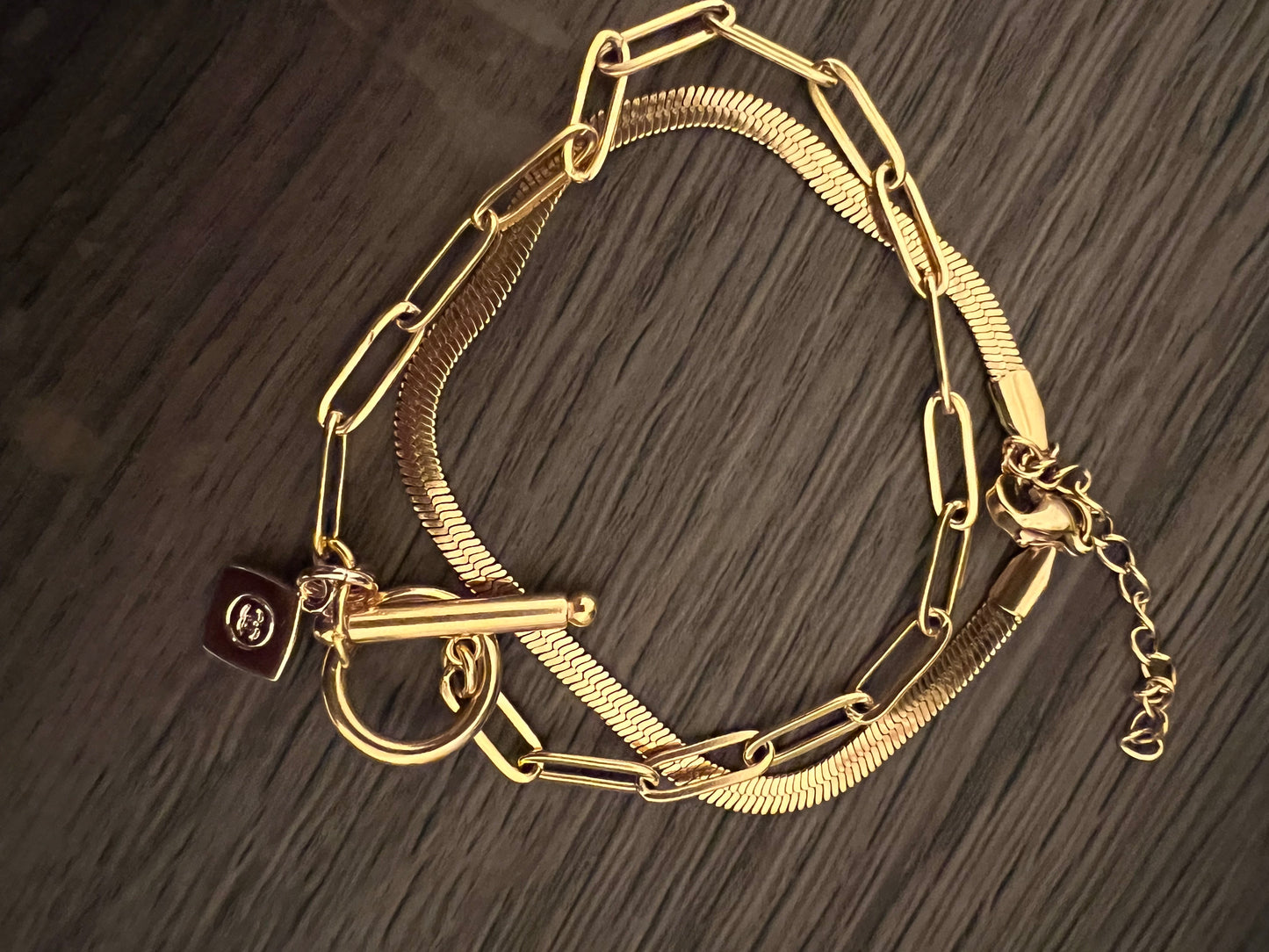Upcycled Chanel CC charm bracelet - Toggle paperclip