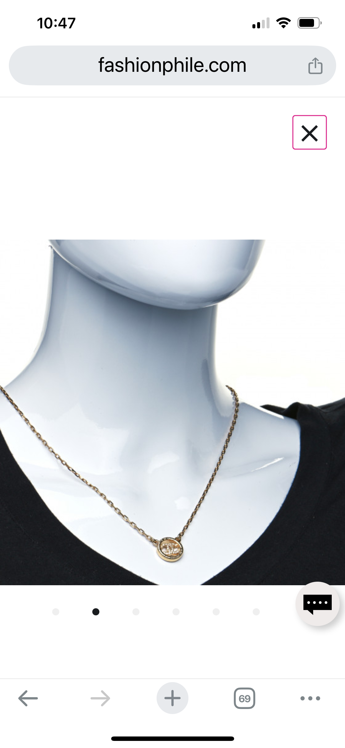 Chanel Crystal Gold CC Pendant necklace
