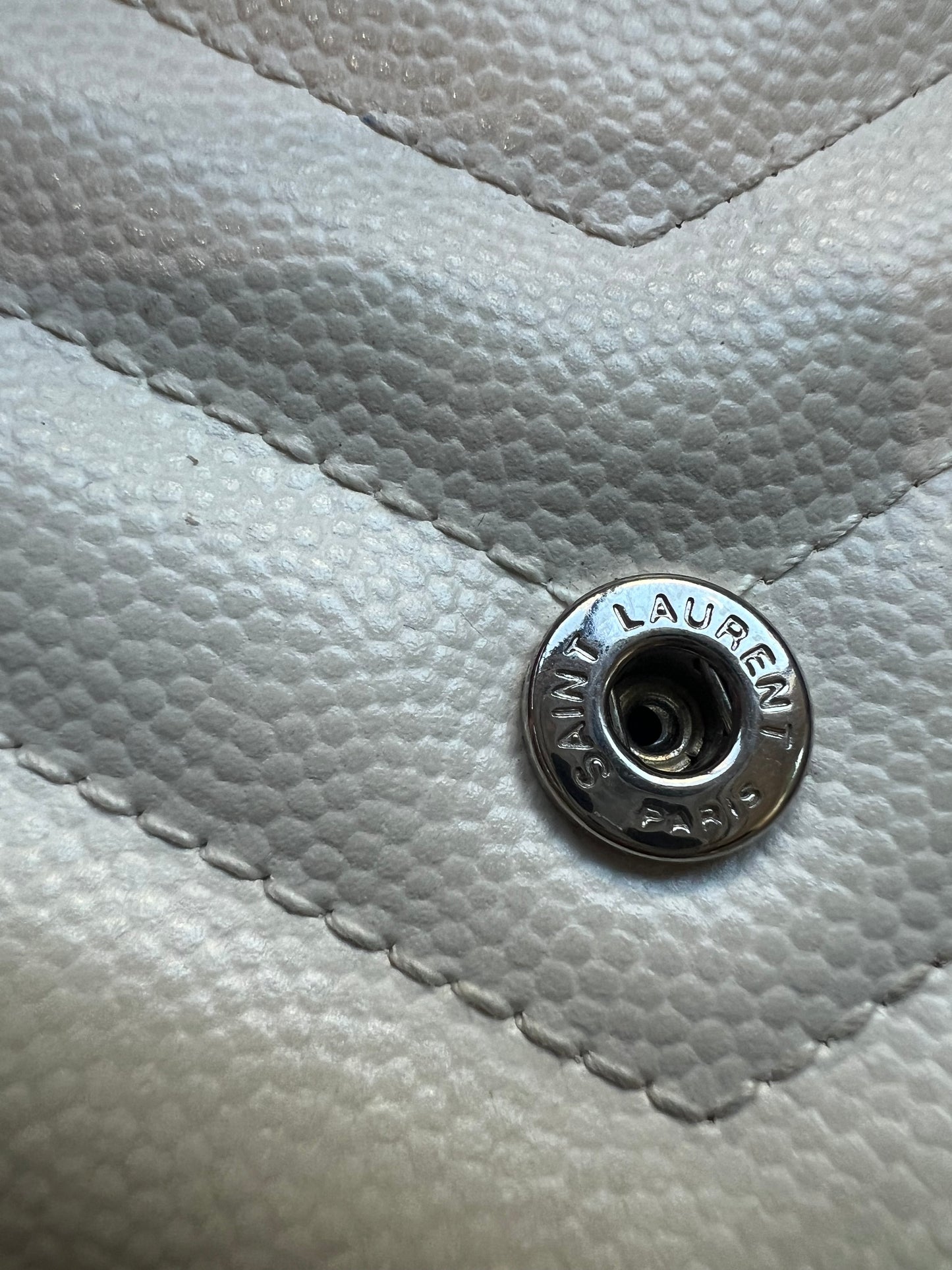 YSL Cassandre cream wallet on chain