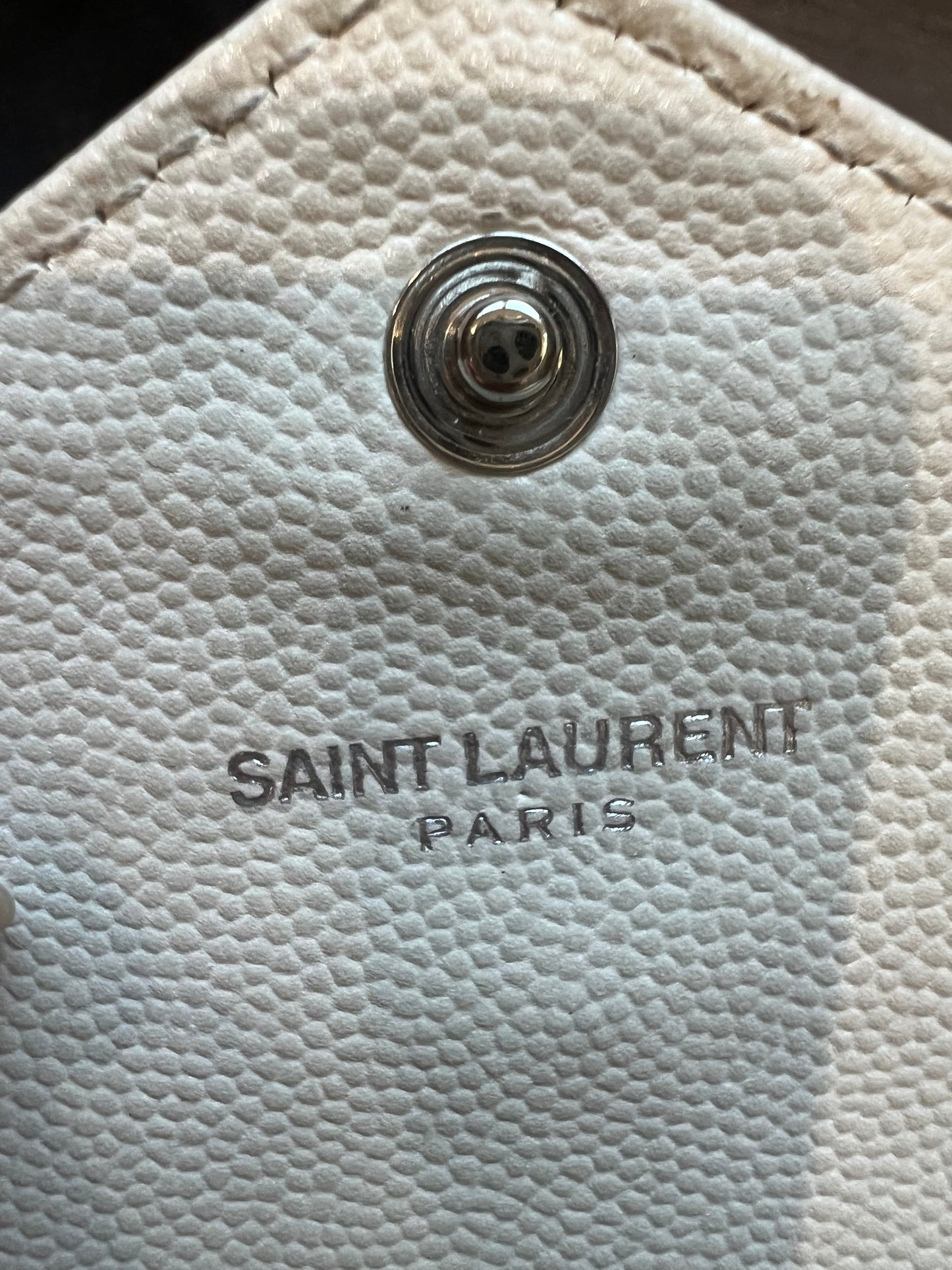 YSL Cassandre cream wallet on chain