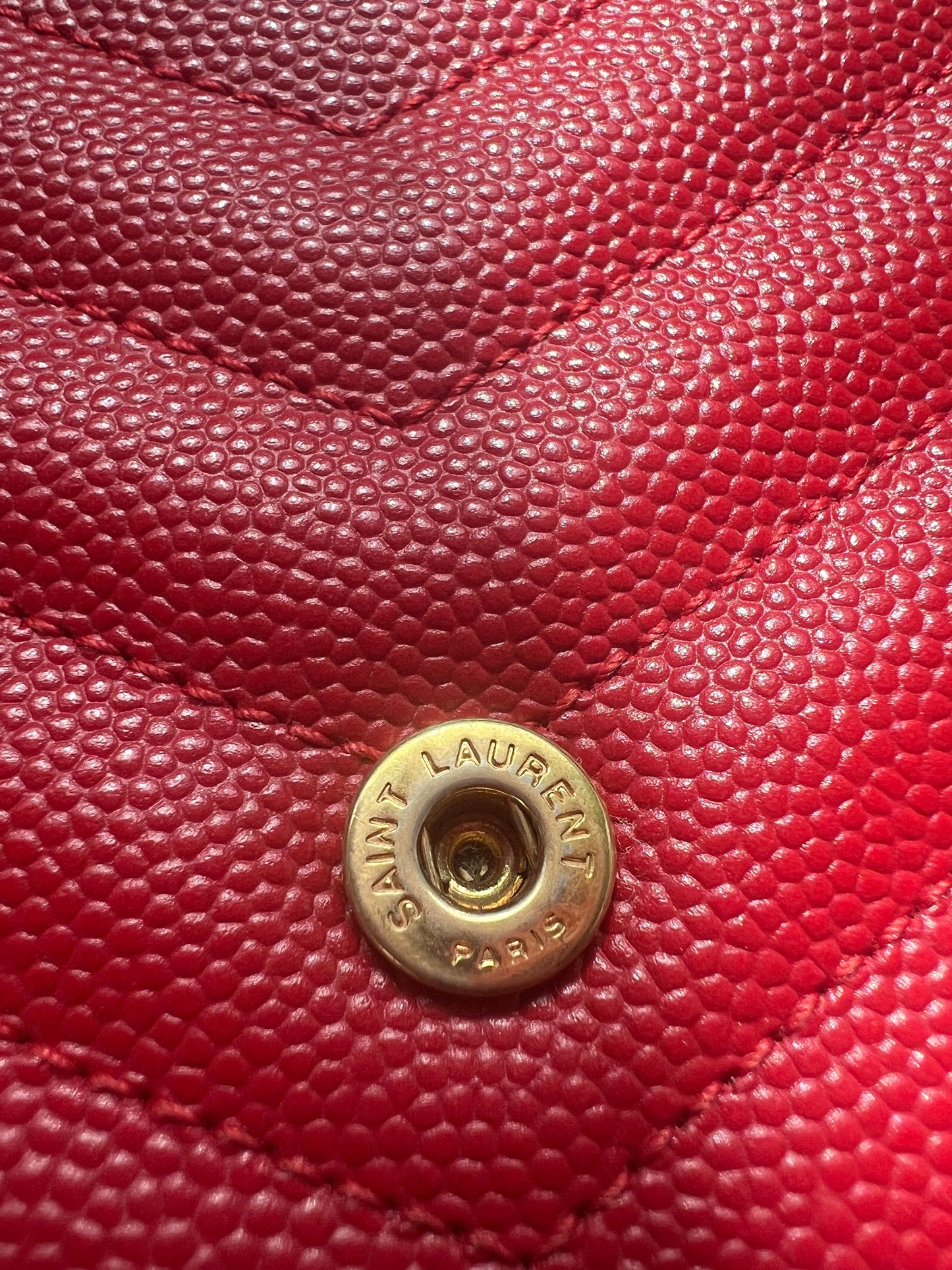 Yves Saint Laurent Cassandre envelope wallet on chain red