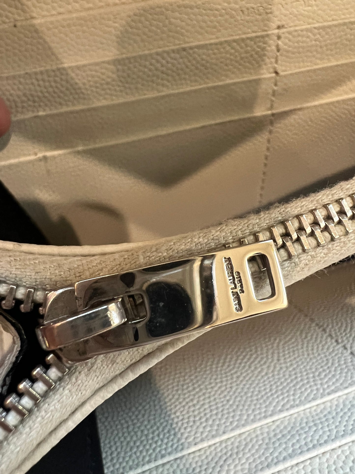 YSL Cassandre cream wallet on chain