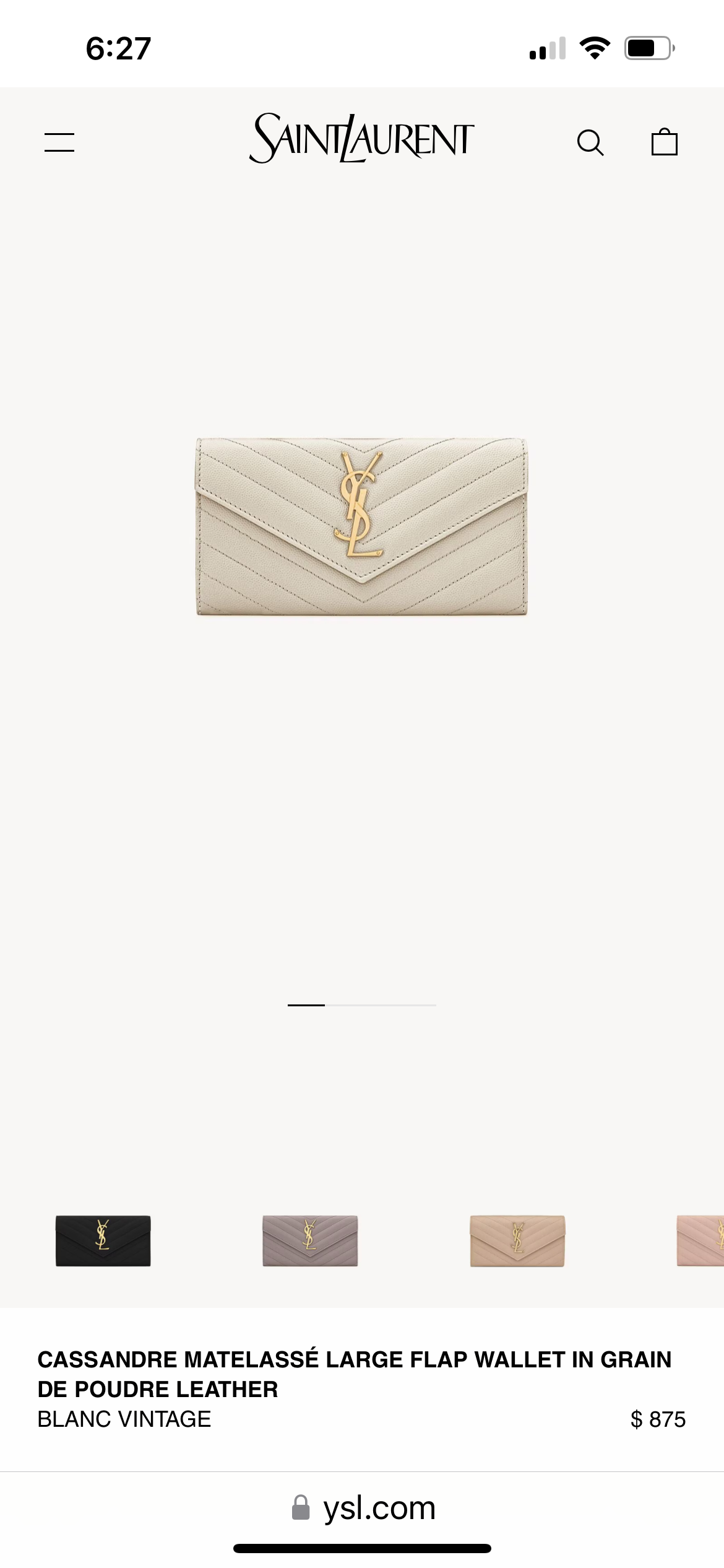 YSL Cassandre cream wallet on chain