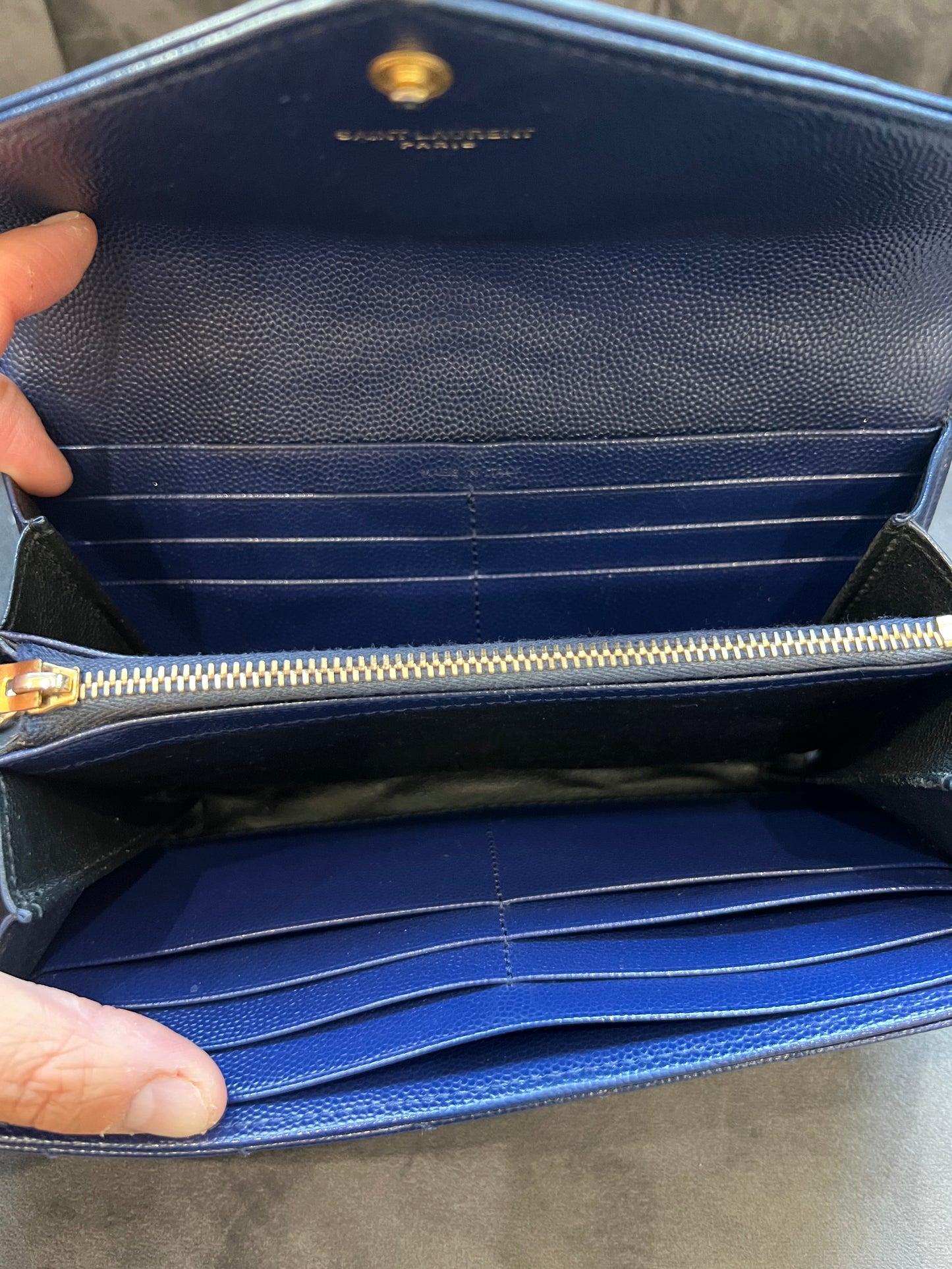 YSL monogram envelope flap wallet on chain