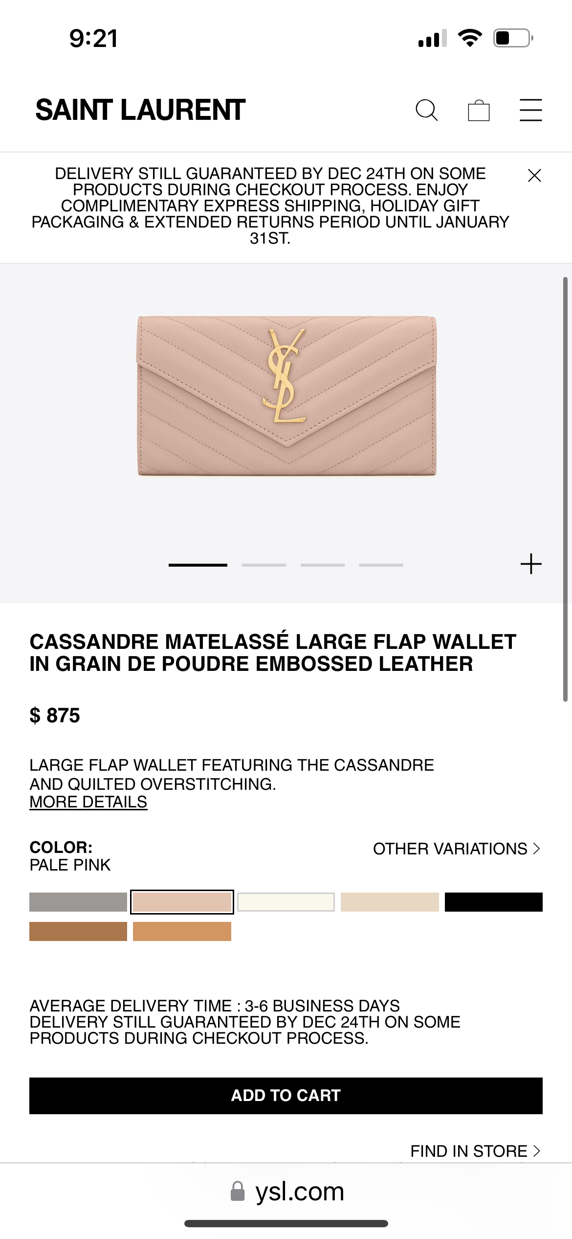Beige YSL cassandre wallet on chain