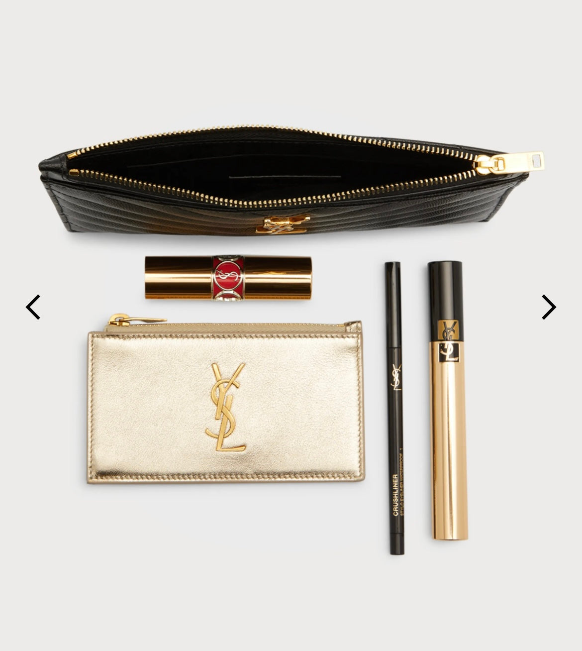 Beige YSL monogram clutch wallet on chain