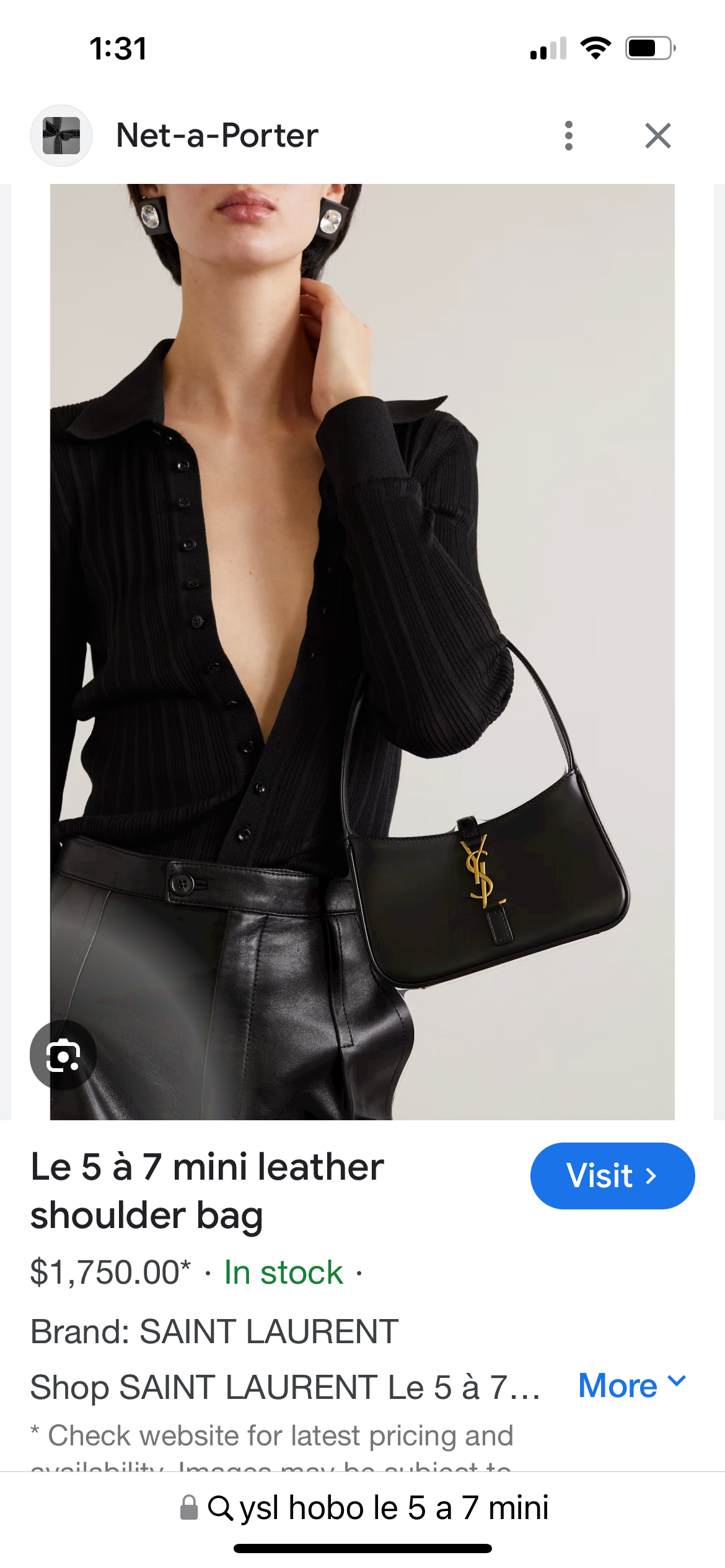 Yves Saint Laurent Le 5 A 7 Hobo Bag