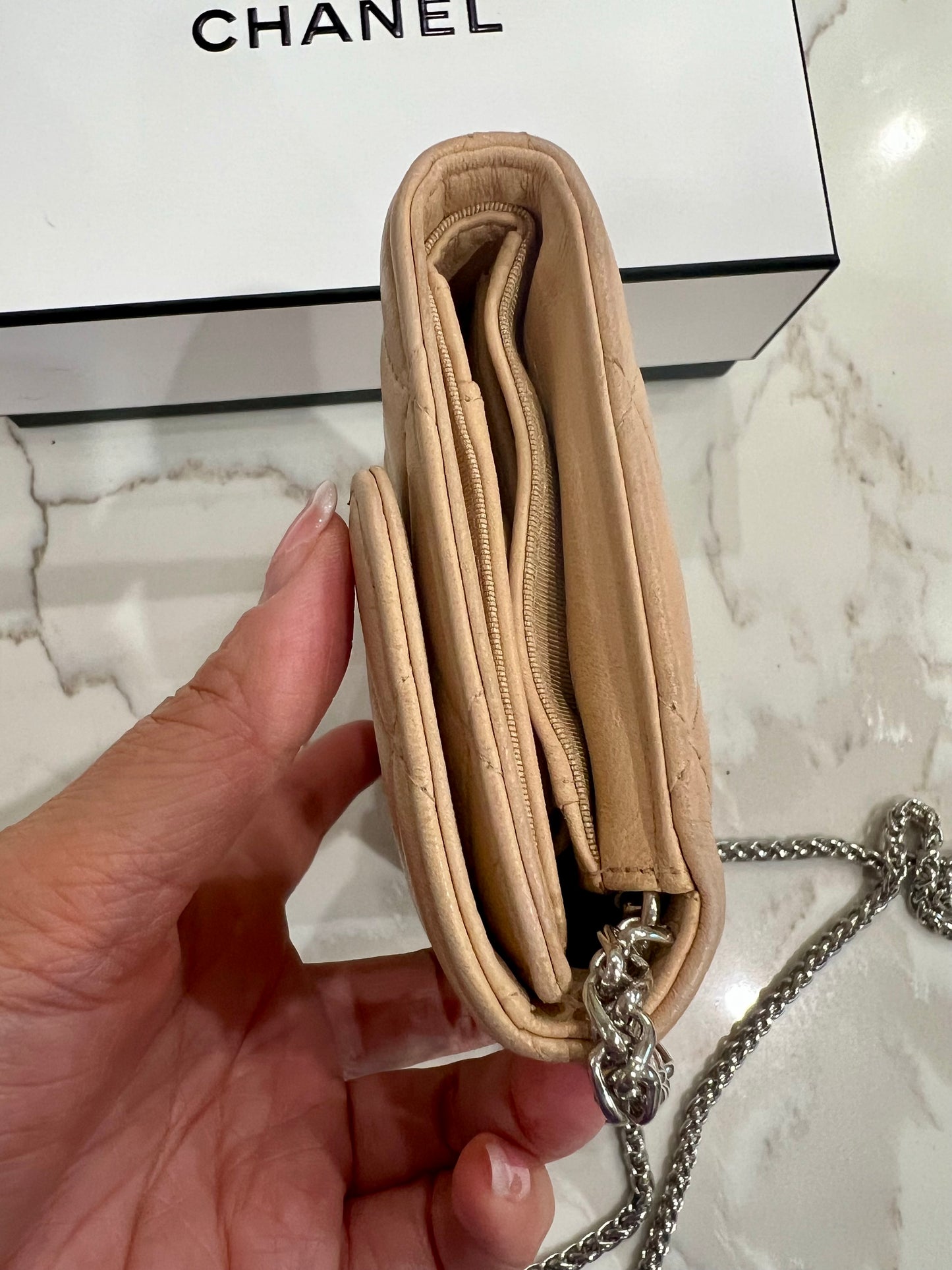 Chanel timeless classic wallet on chain
