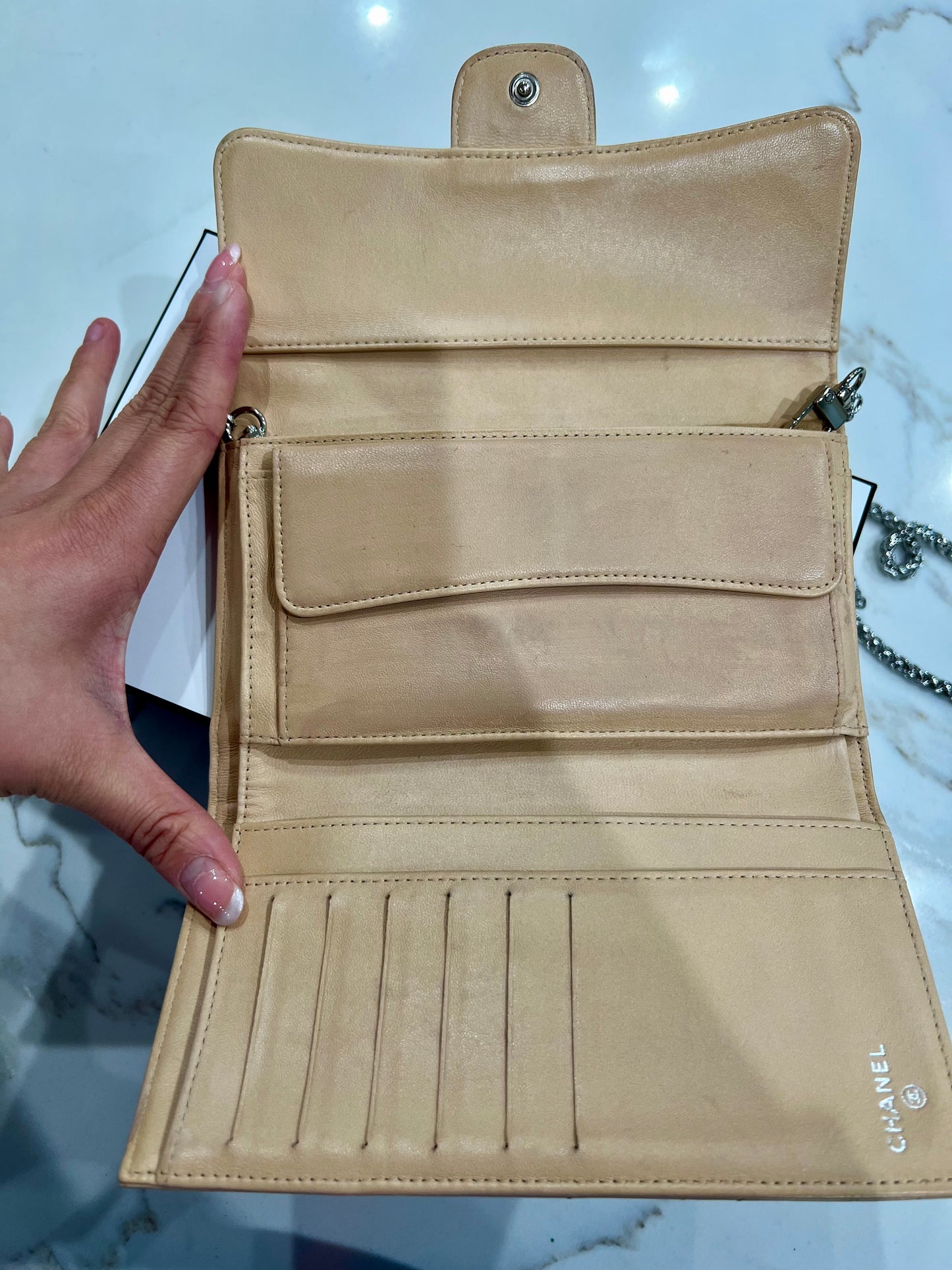 Chanel timeless classic wallet on chain