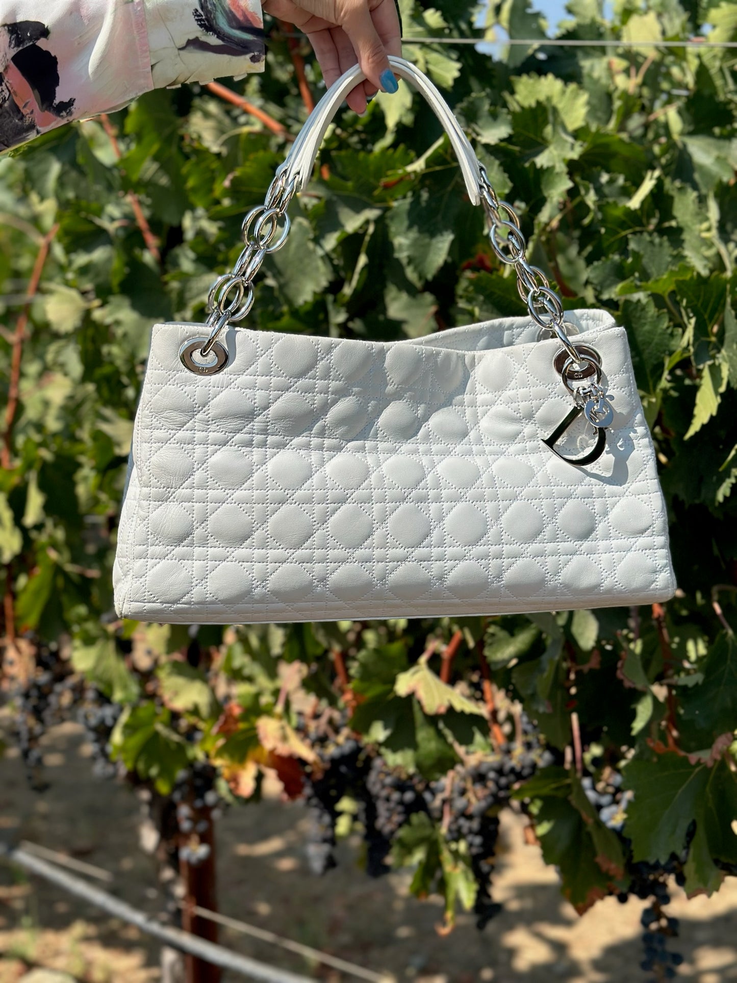 Dior lambskin tote white