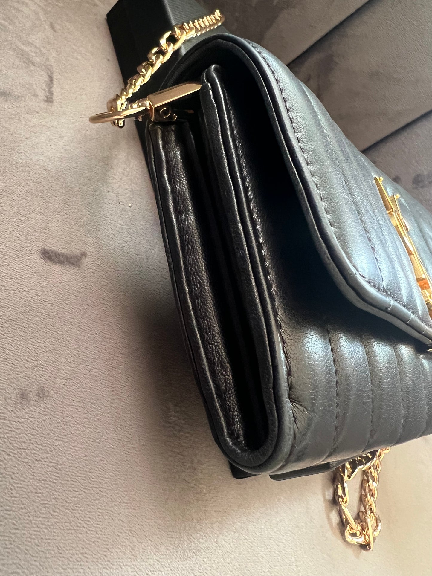 Saint Laurent Vicky Black Quilted Monogram Wallet