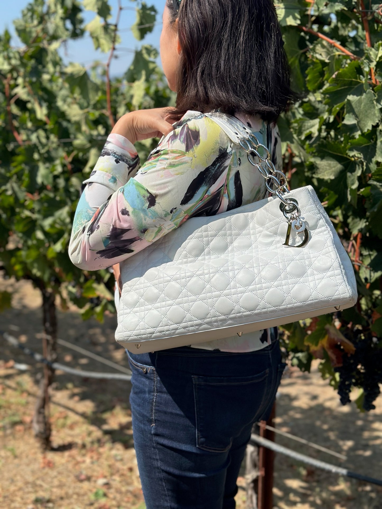 Dior lambskin tote white