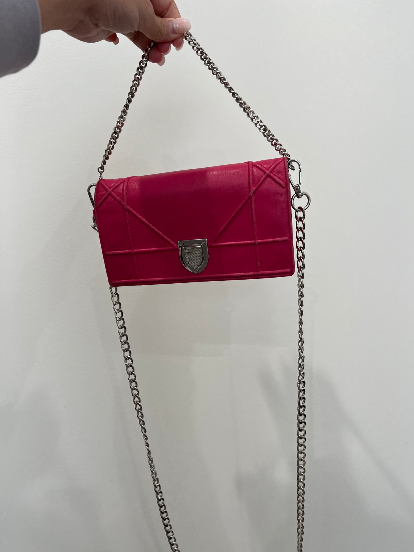 Pink Dior diorama wallet on chain