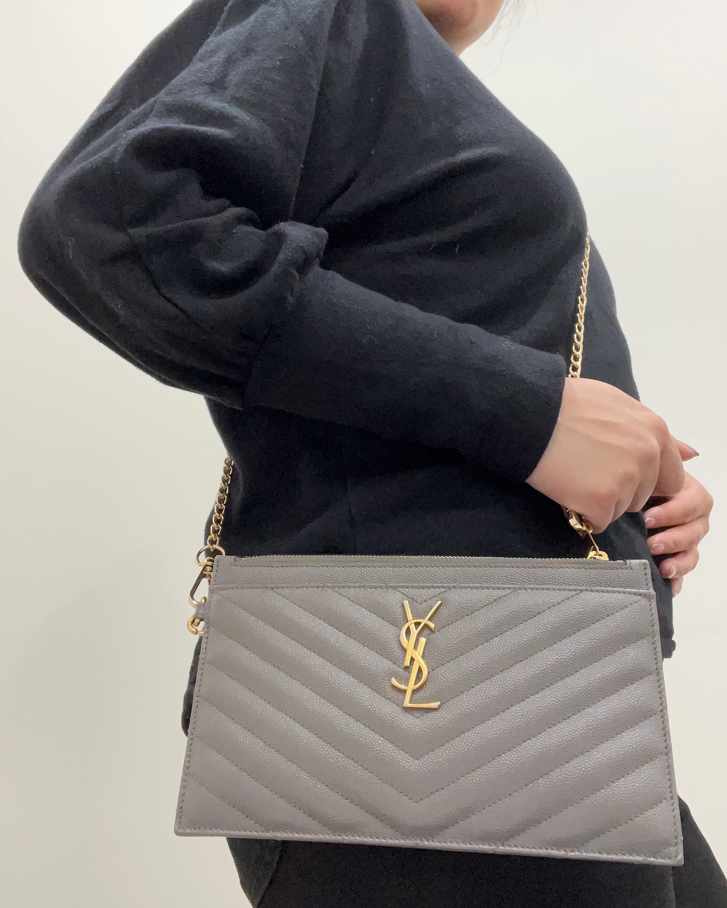 Yves Saint Laurent monogram matelasse wristlet