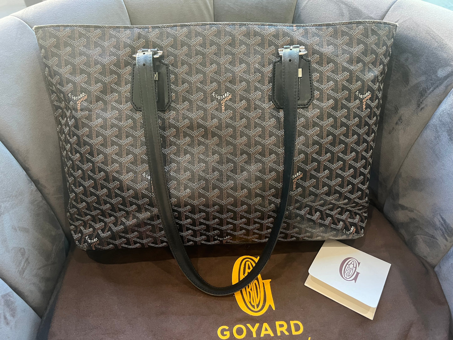 GOYARD Goyardine Sac Marie Galante MM Black