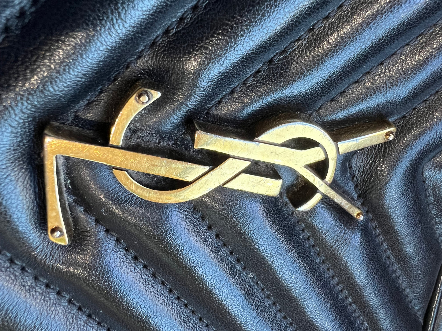 YSL camera bag quilted with gold hardware