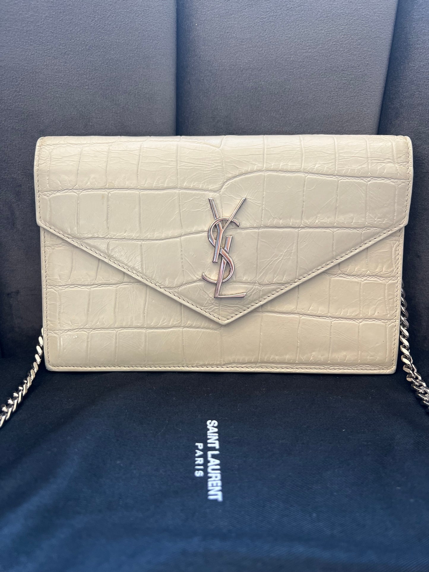 YSL Uptown Crocodile Crossboy Bag