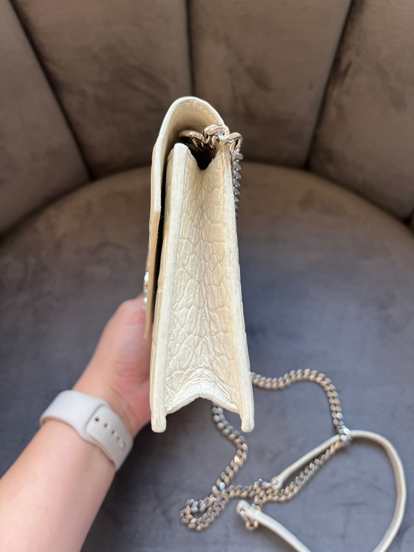 YSL Uptown Crocodile Crossboy Bag